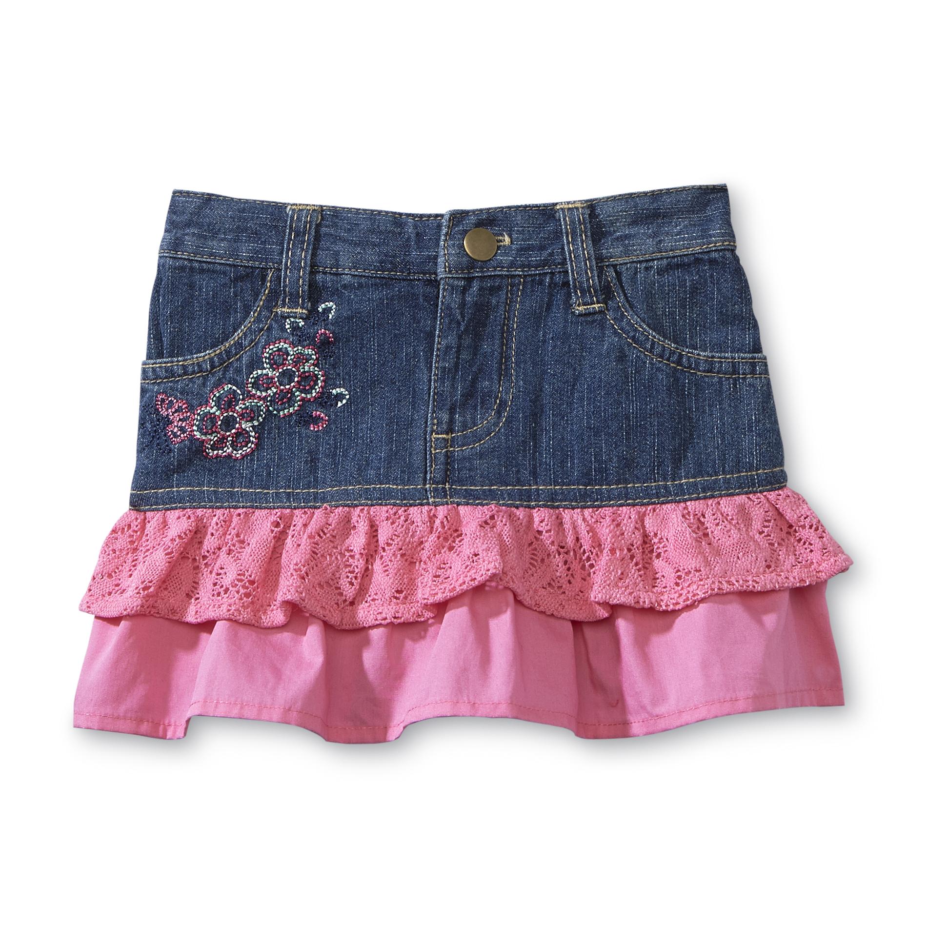 Route 66 Infant & Toddler Girl's Tiered Denim Skirt