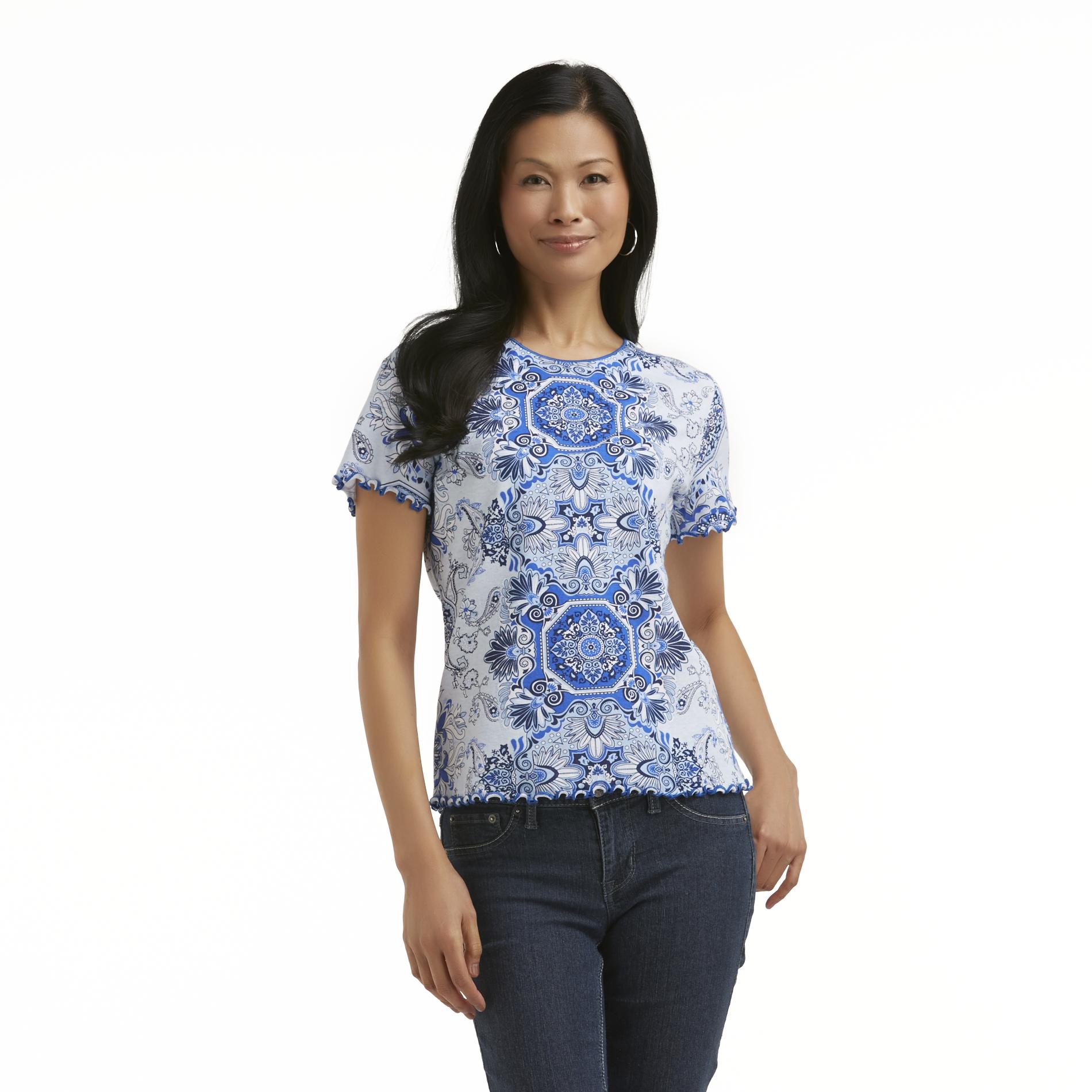 Basic Editions Women's Studded T-Shirt - Paisley