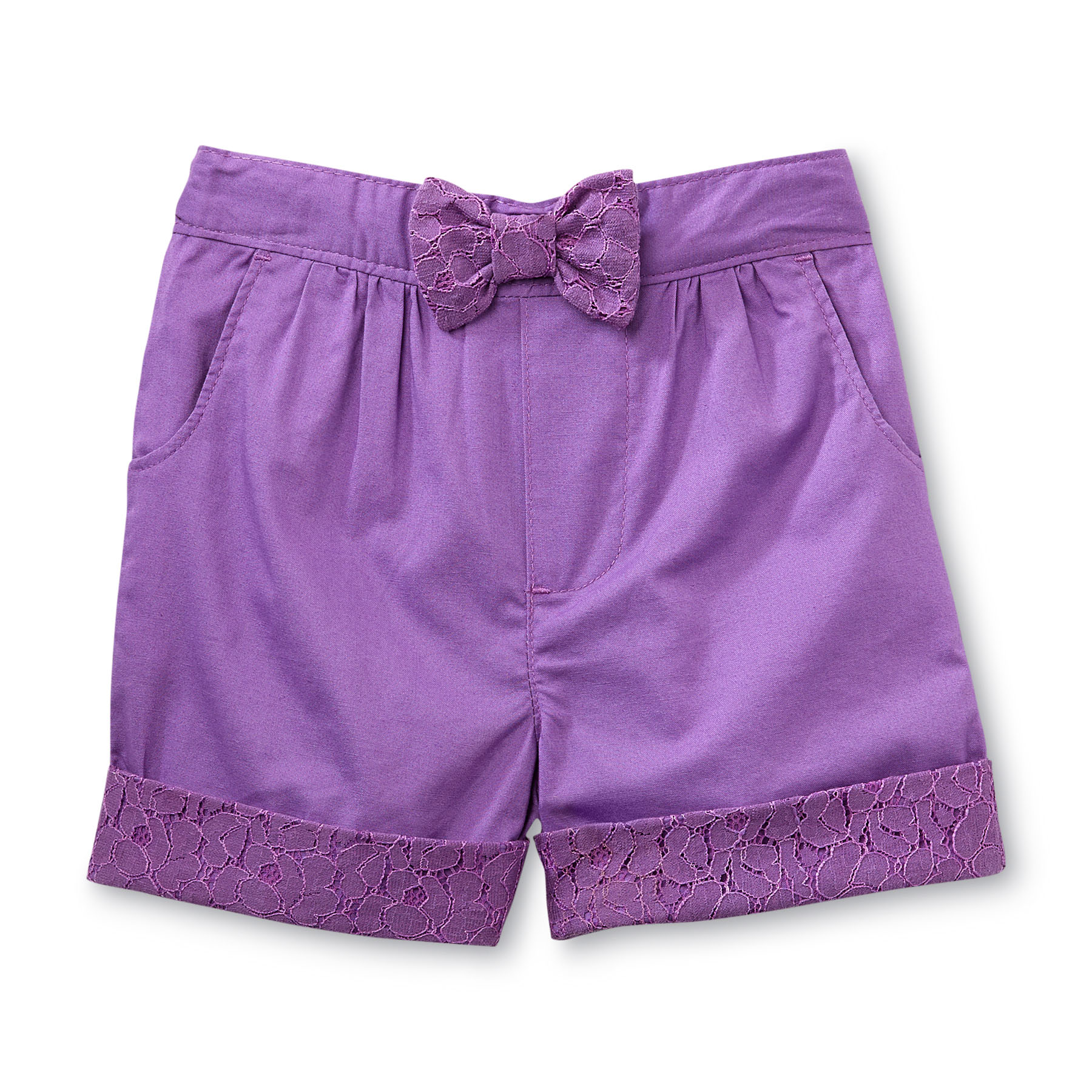 Toughskins Girl's Cuffed Poplin Shorts - Lace