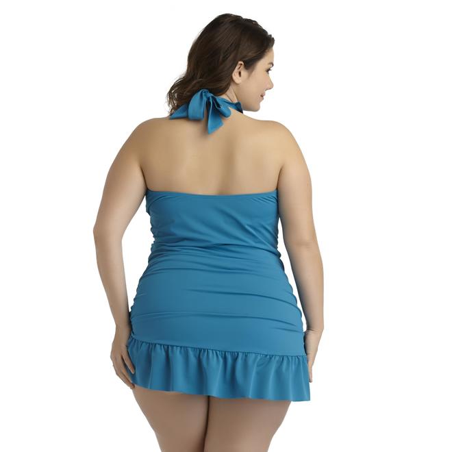 Jaclyn Smith Women's Plus Ruffled Swim Dress