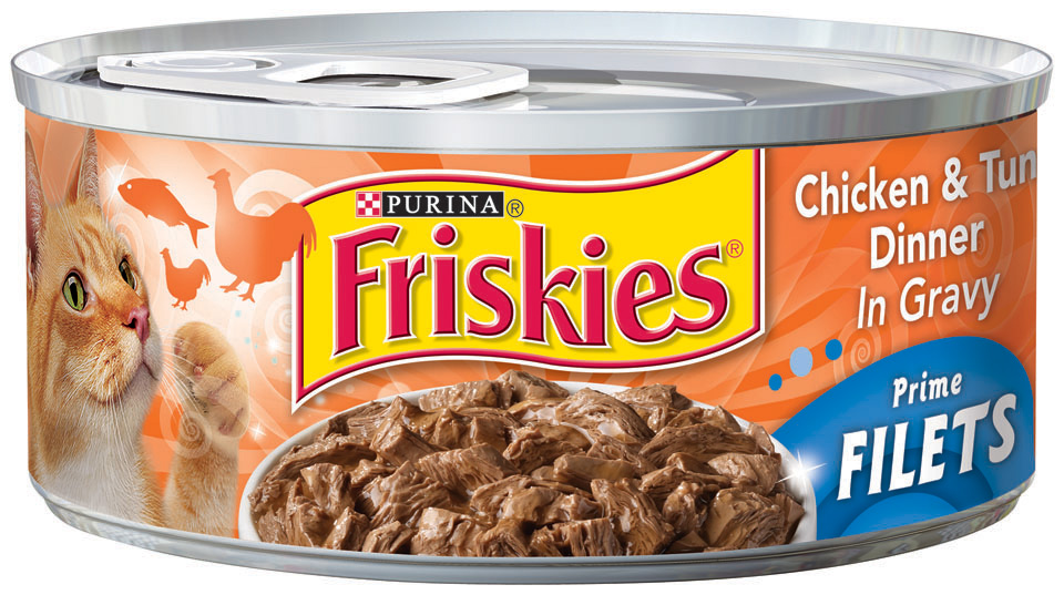 Friskies Wet Prime Filets Chicken & Tuna Dinner in Gravy Cat Food 5.5 oz. Can