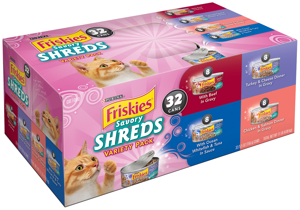 Friskies Classic Pate Savory Shreds Cat Food Variety Pack 32-5.5 oz. Cans