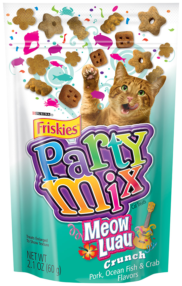 Friskies Party Mix Meow Luau Crunch Cat Treats 2.1 oz. Bag
