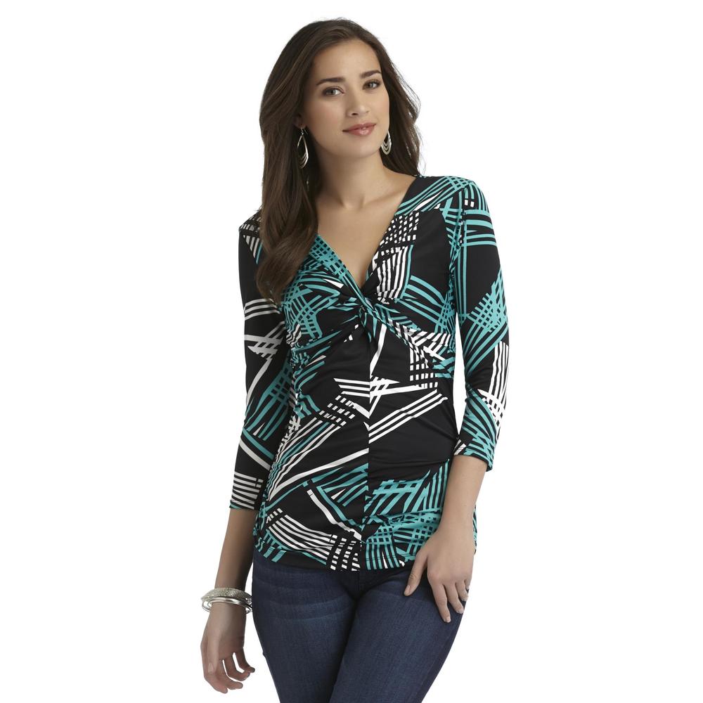 Sofia Vergara Women's Ruched Knot Top - Abstract Print-as seen in Woman's World