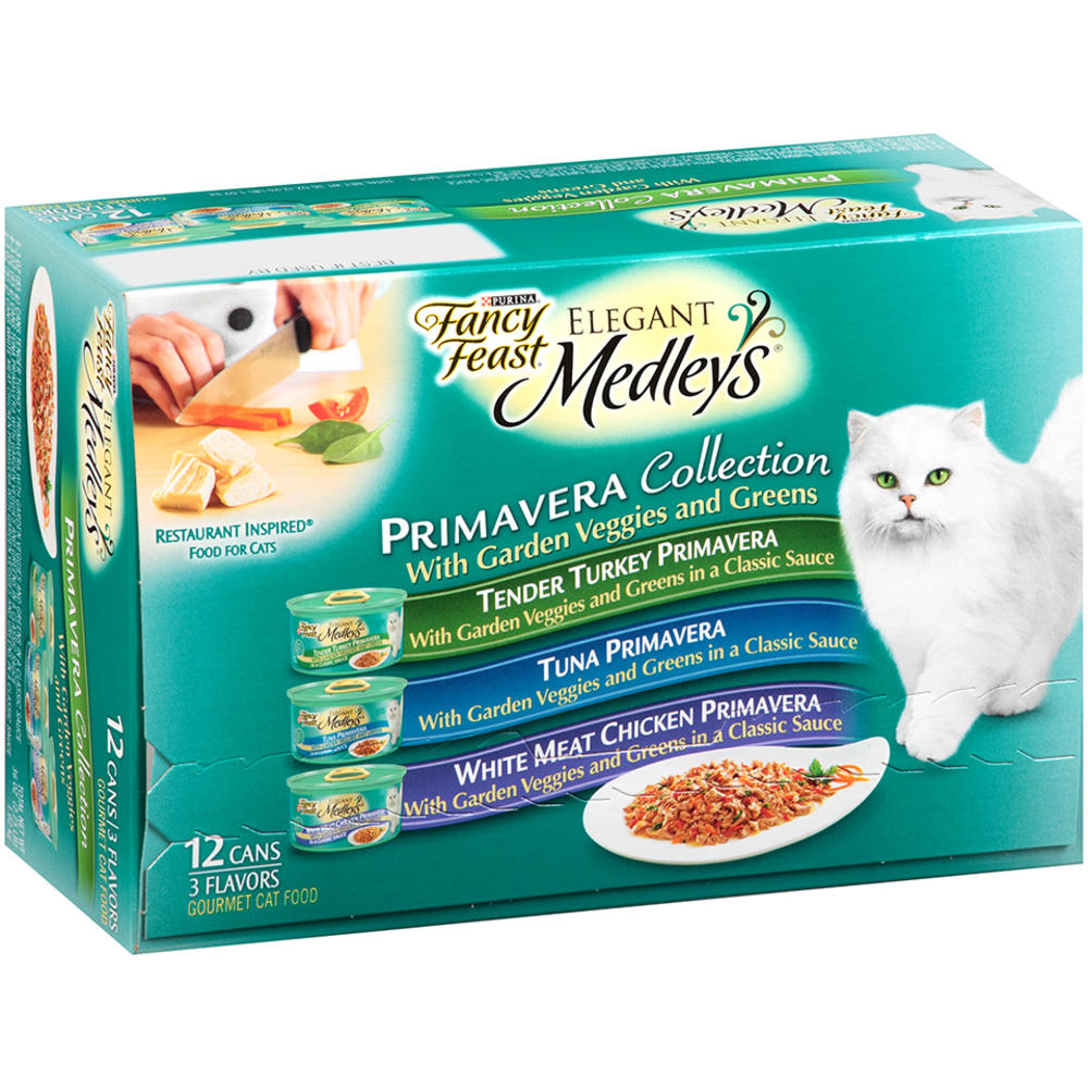 Fancy Feast Elegant Medleys Primavera Collection with Garden Veggies and Green 12 3 oz. cans