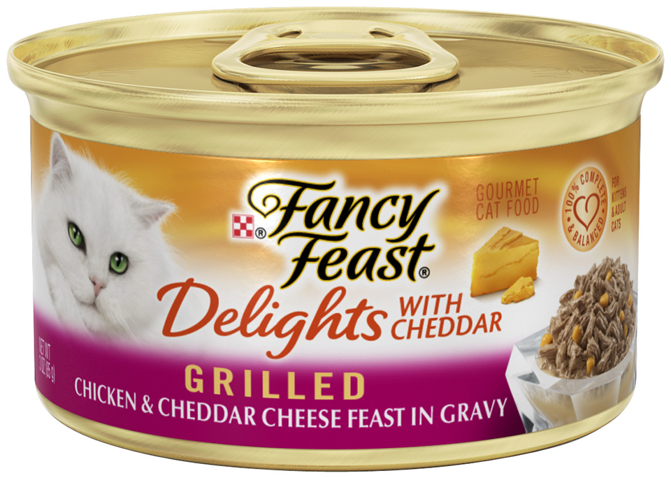 Fancy Feast Delights with Cheddar Grilled Chicken & Cheddar Cheese Feast in Gravy 3 oz. Can
