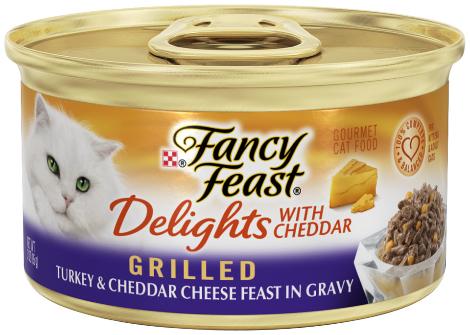 Fancy Feast Delights with Cheddar Grilled Turkey & Cheddar Cheese Feast in Gravy 3 oz. Can