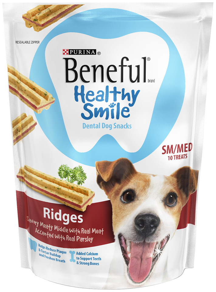 Beneful Healthy Smile Dental Dog Snacks Ridges Sm/Med Treats 7.4 oz. Pouch