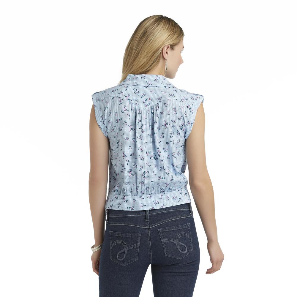 Route 66 Women's Tie-Front Blouse - Floral & Gingham Check
