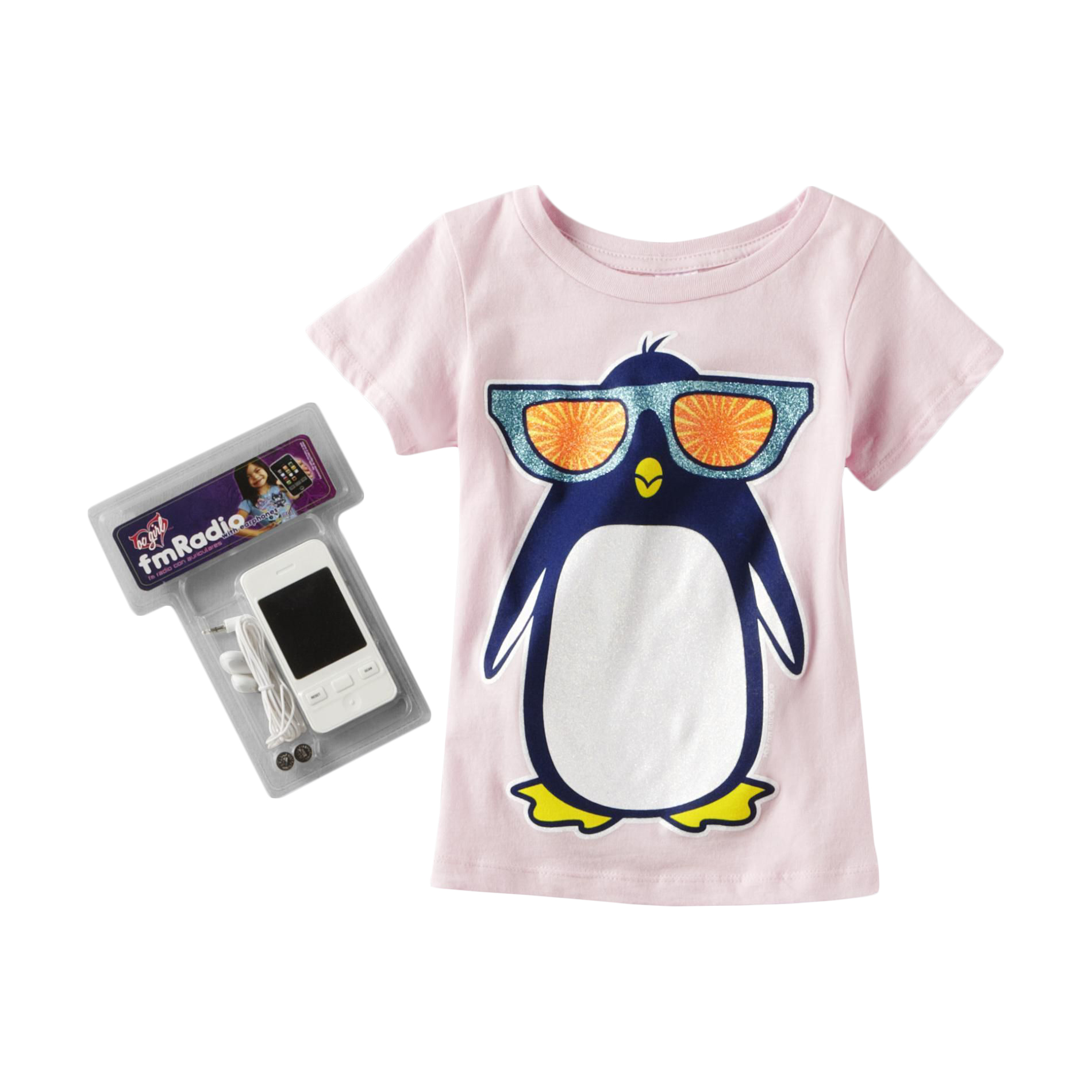 OC Girls Girl's Graphic T-Shirt & FM Radio - Penguin