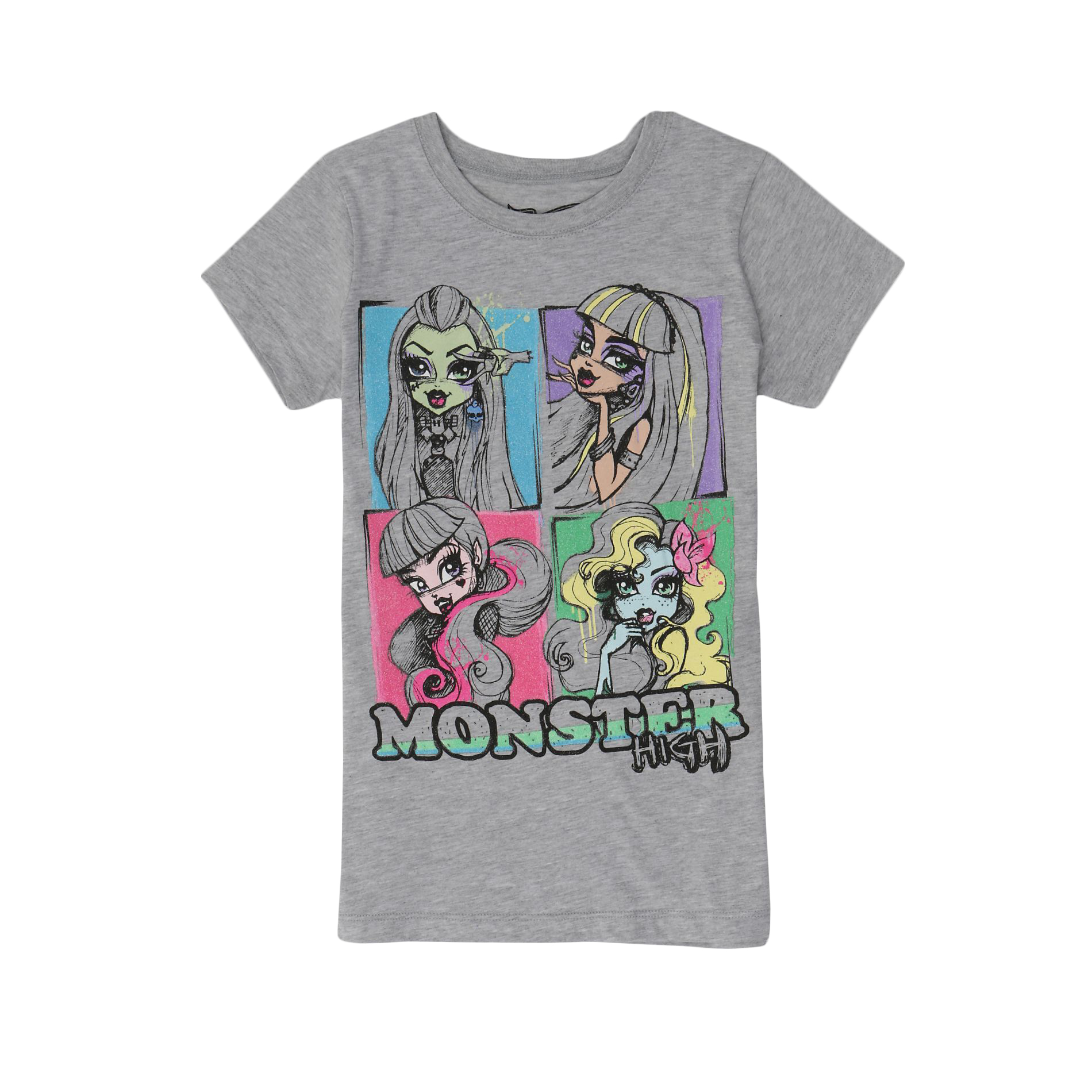 Monster High Girl&#8217;s &#8216;Monster Squares&#8217; Short Sleeve Tee