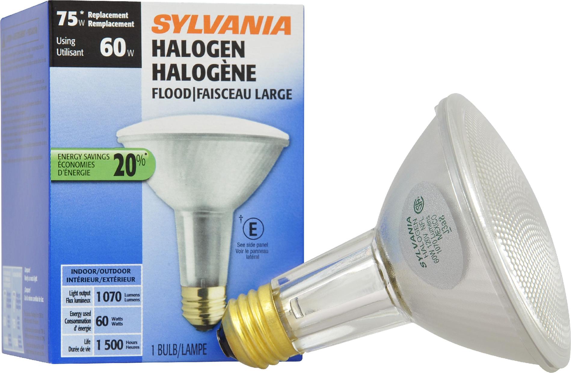 Sylvania Halogen Silver Narrow Flood Lamp PAR30LN-Medium Base 120V Light Bulb 60W Equivalent 75W - Single Bulb