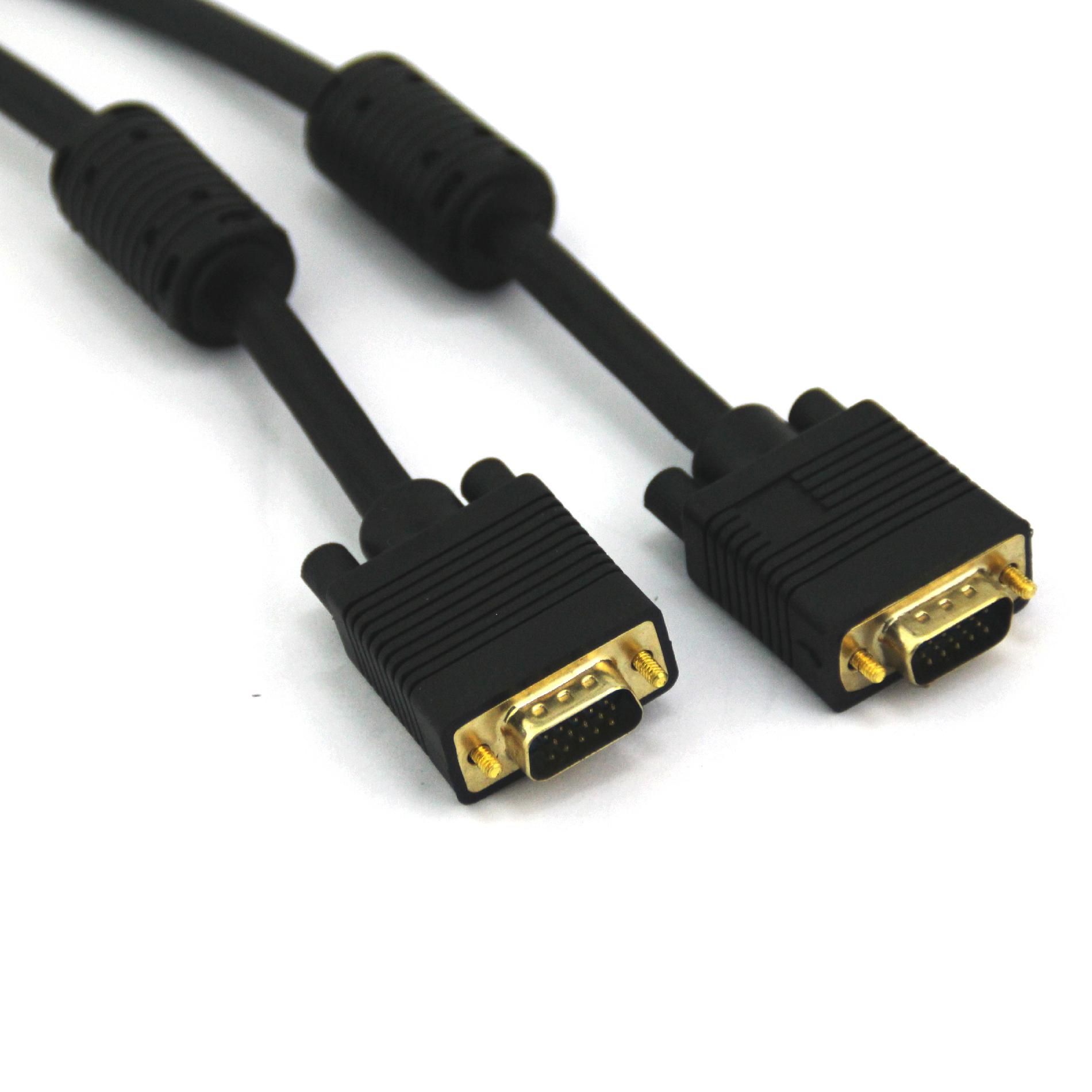 Vcom  VC-VGA100M SVGA HD15 Male to Male Black Cable, Gold Plated, 100feet