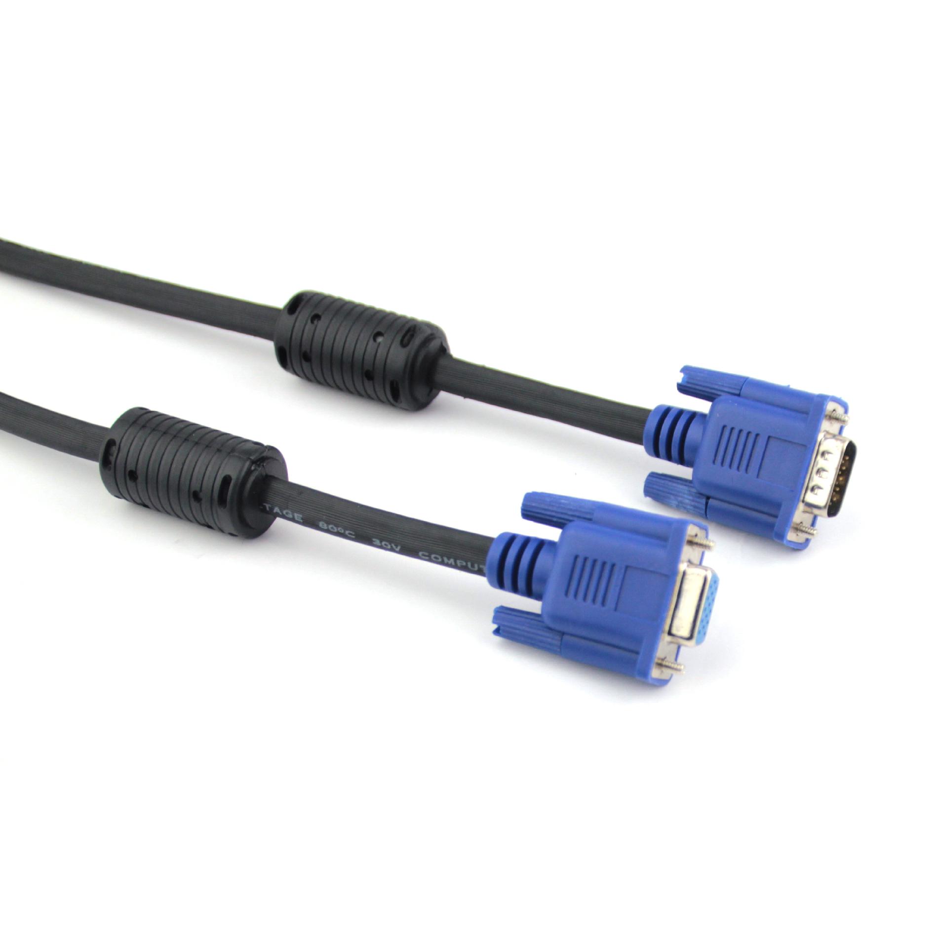 Vcom  VC-VGA15F SVGA HD15 Male to Female Black Cable with  Blue Connector  Gold Plated  15feet