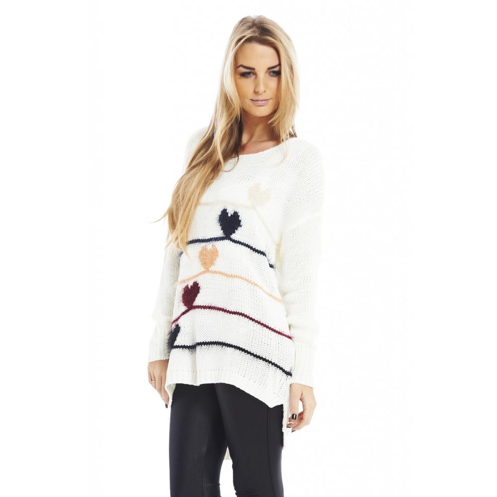 AX Paris Women's Slouchy Multi Heart Sweater - Online Exclusive