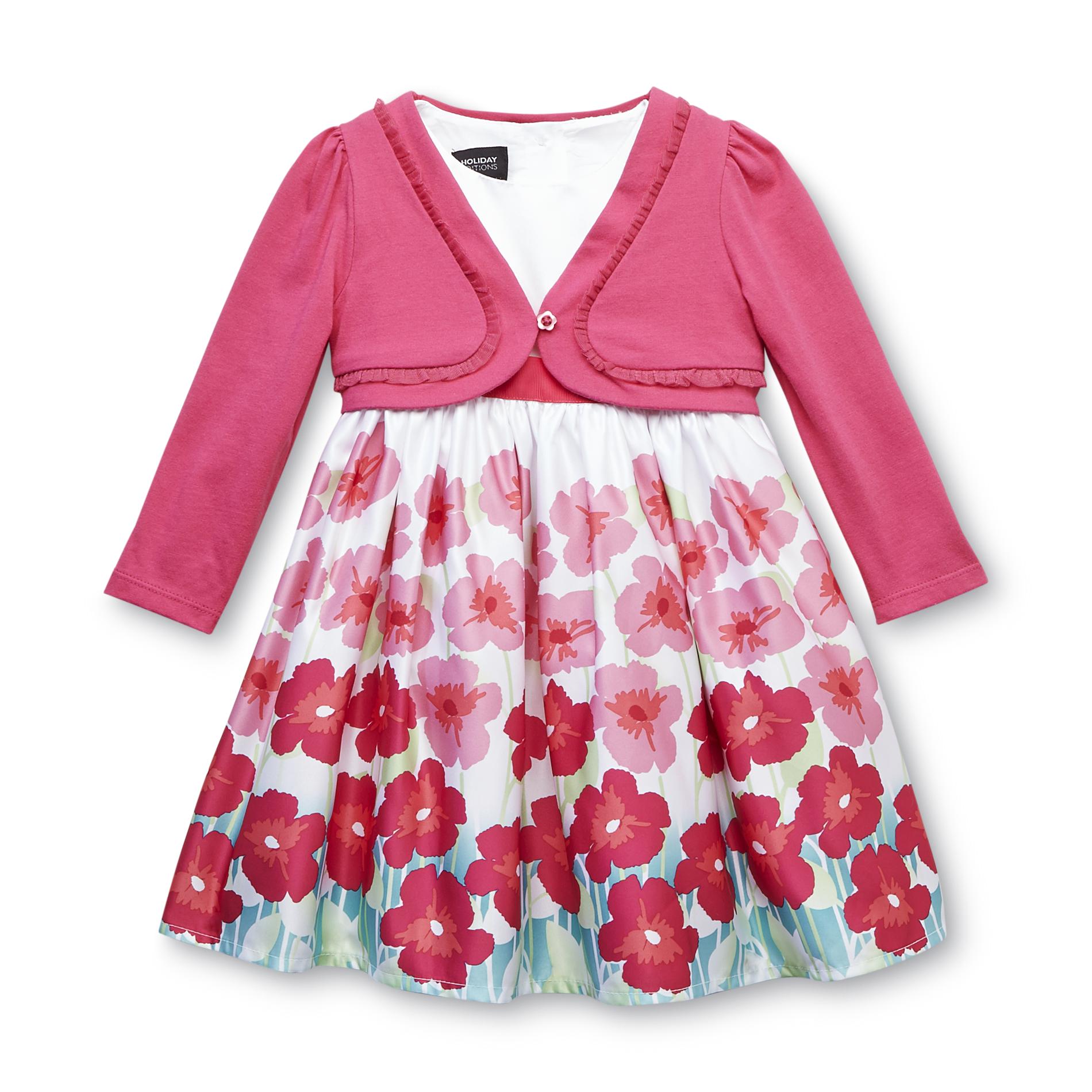 Holiday Editions Infant & Toddler Girl's Party Dress & Shrug - Floral