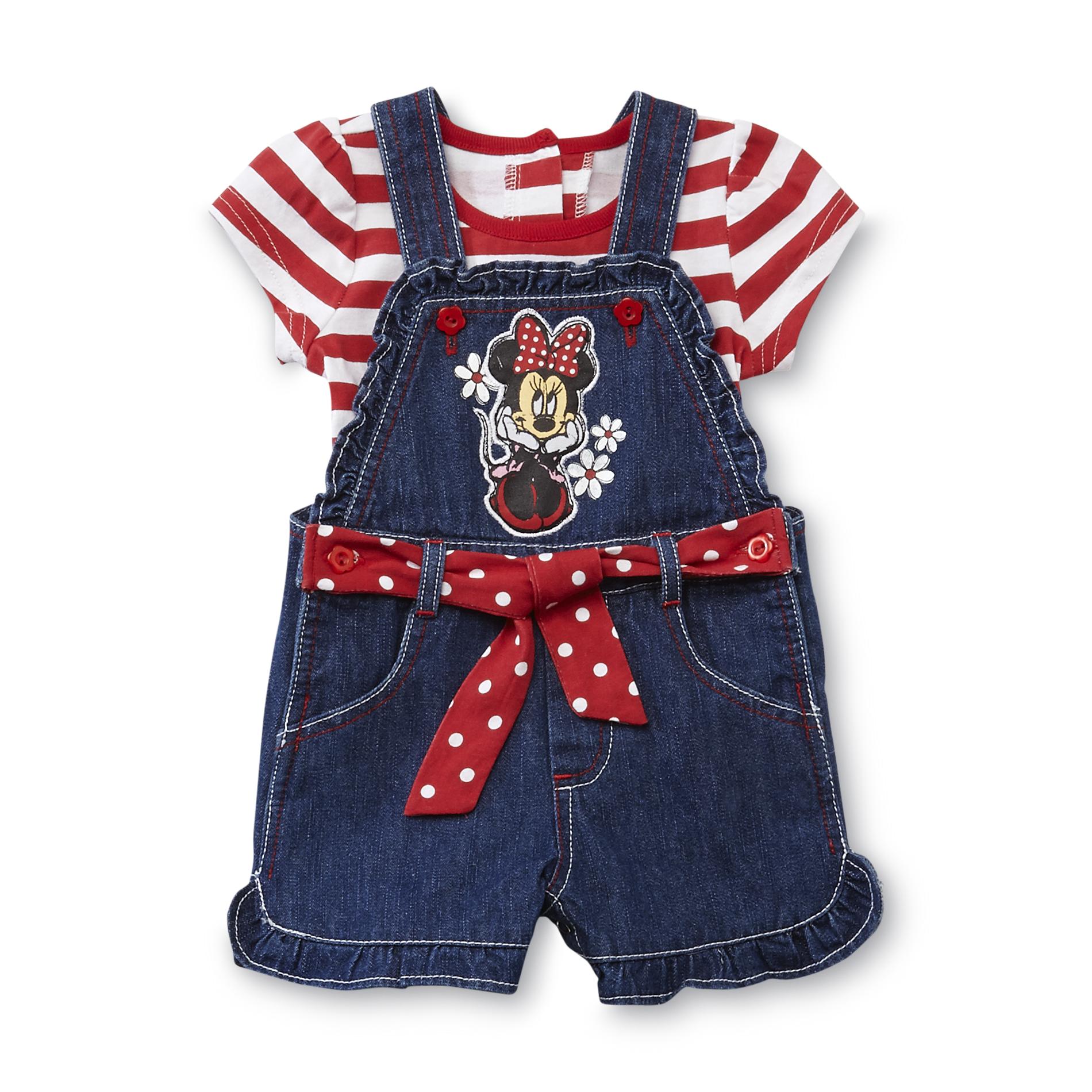 Disney Minnie Mouse Infant Girl's Overall Romper & T-Shirt