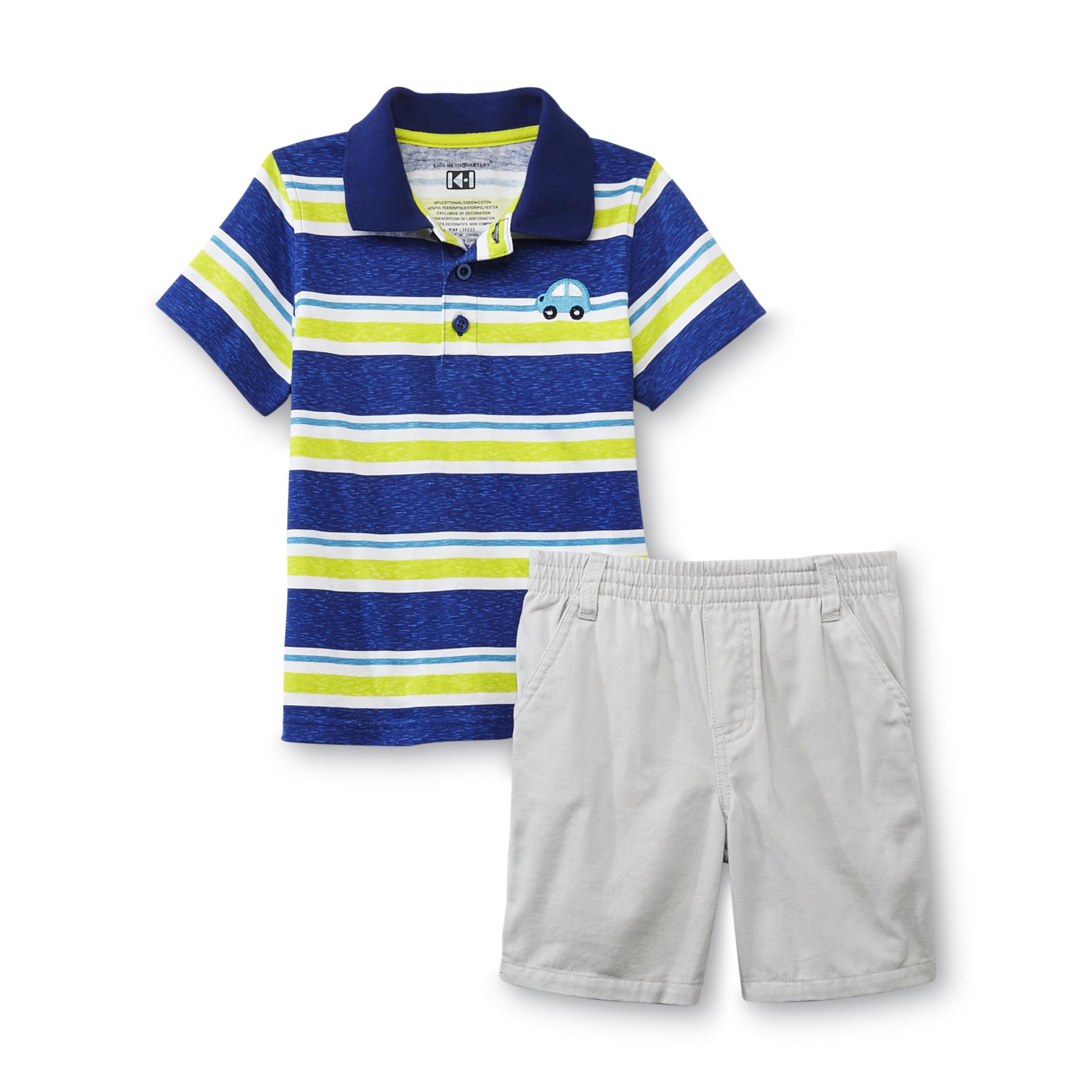 Kids Headquarters Toddler Boy's Polo Shirt & Shorts - Striped