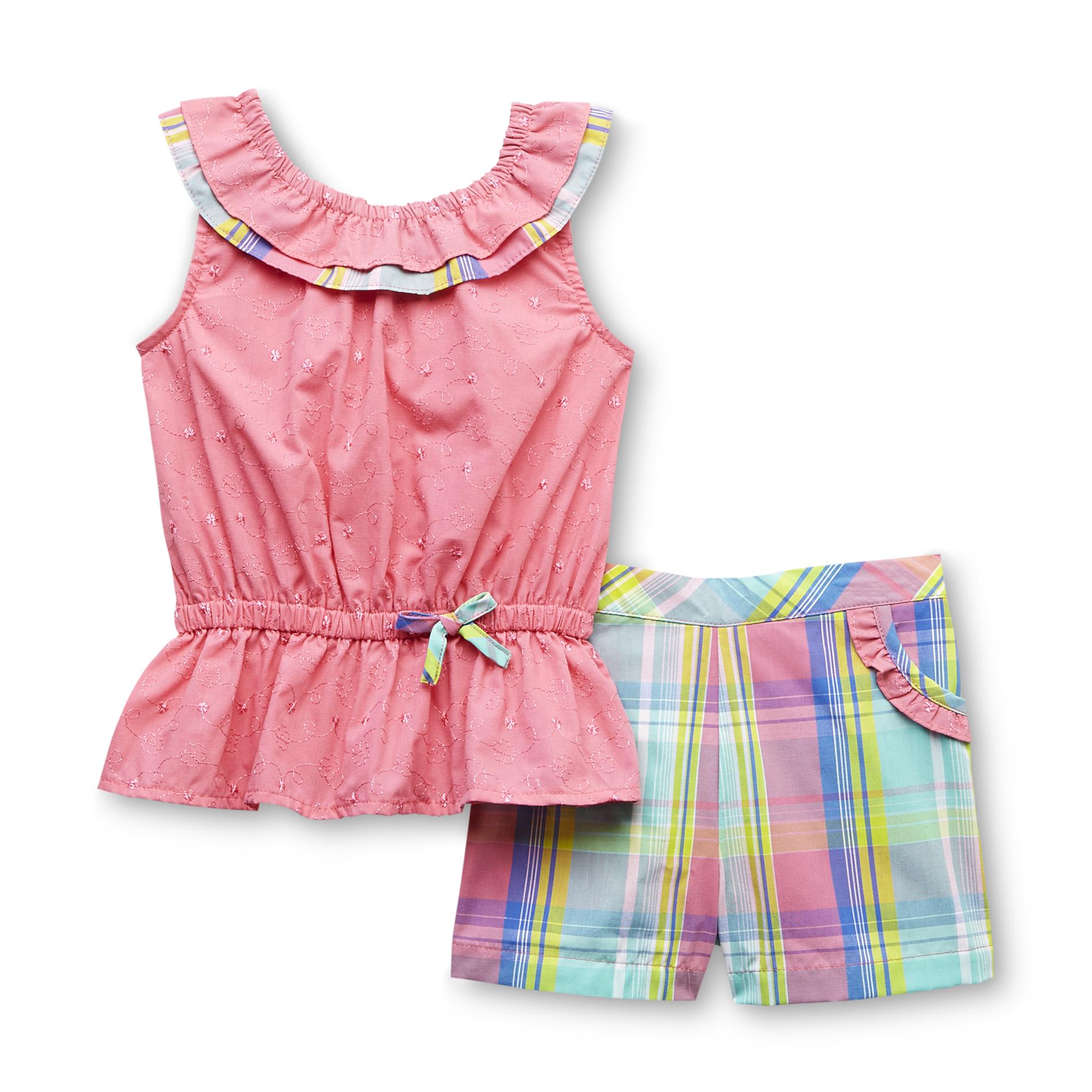 Penny M Infant & Toddler Girl's Ruffle Top & Shorts - Embroidery & Plaid