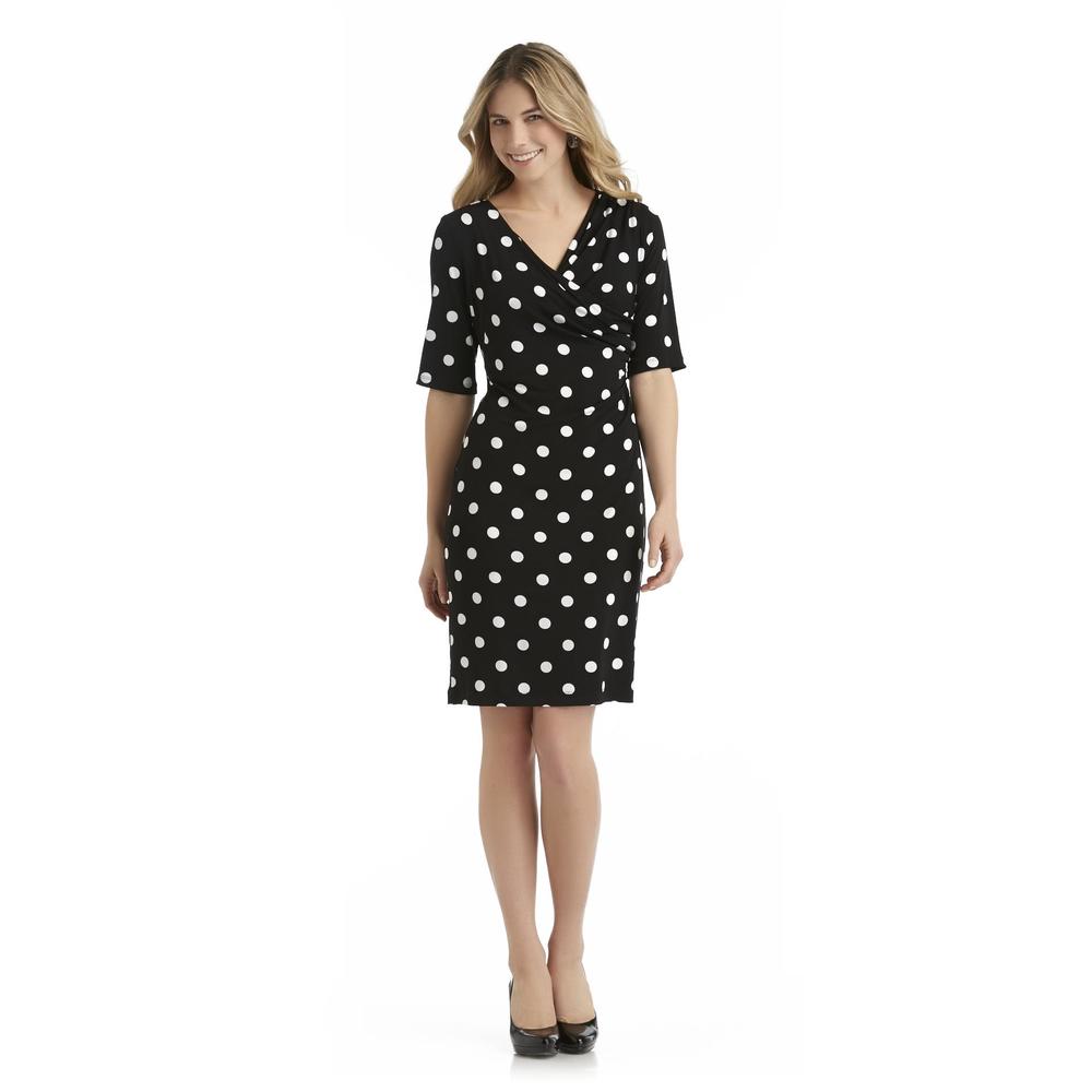 Connected Apparel Women's Draped Dress - Polka Dot