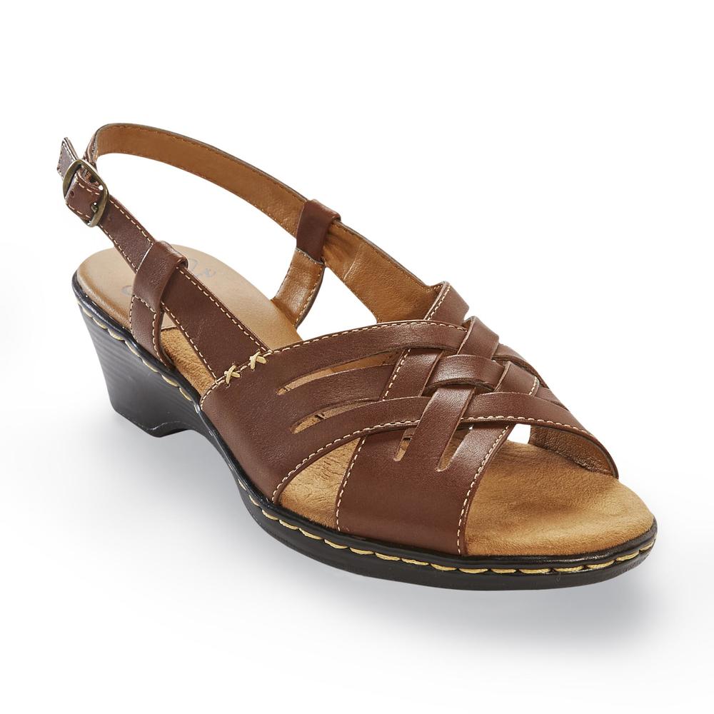 I Love Comfort Women's Nell Brown Leather Slingback Sandal