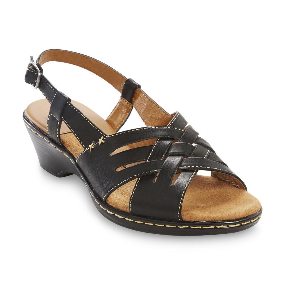 I Love Comfort Women's Nell Black Leather Slingback Sandal