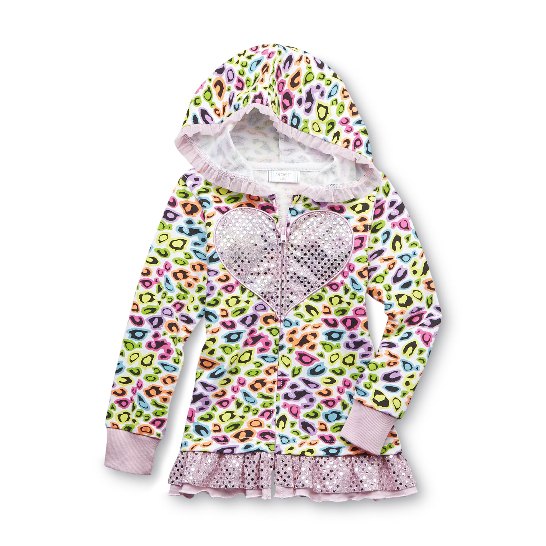 Piper Infant & Toddler Girl's Hoodie Jacket - Leopard Print & Glitter Heart