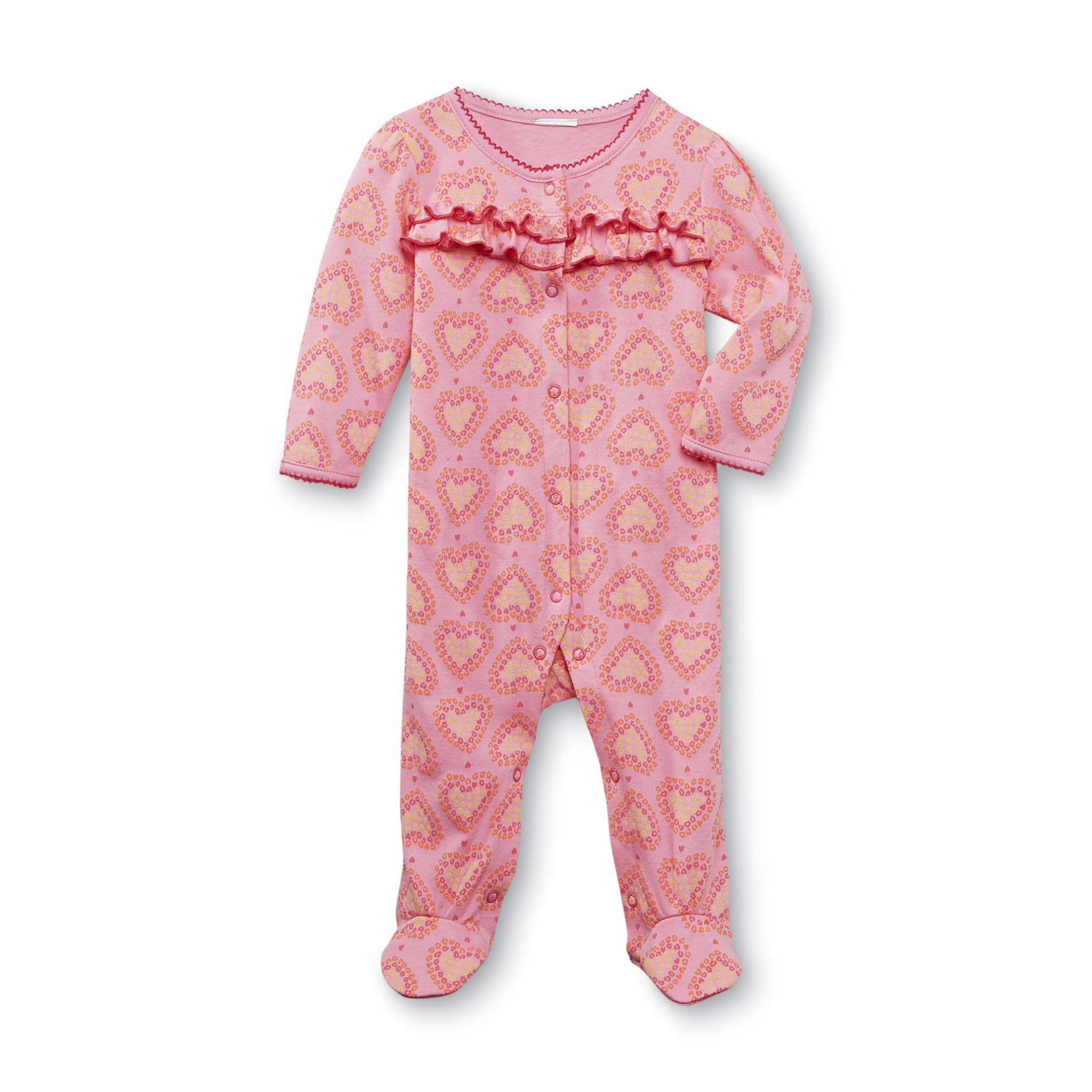 Small Wonders Newborn Girl's Footed Sleeper Pajamas - Hearts