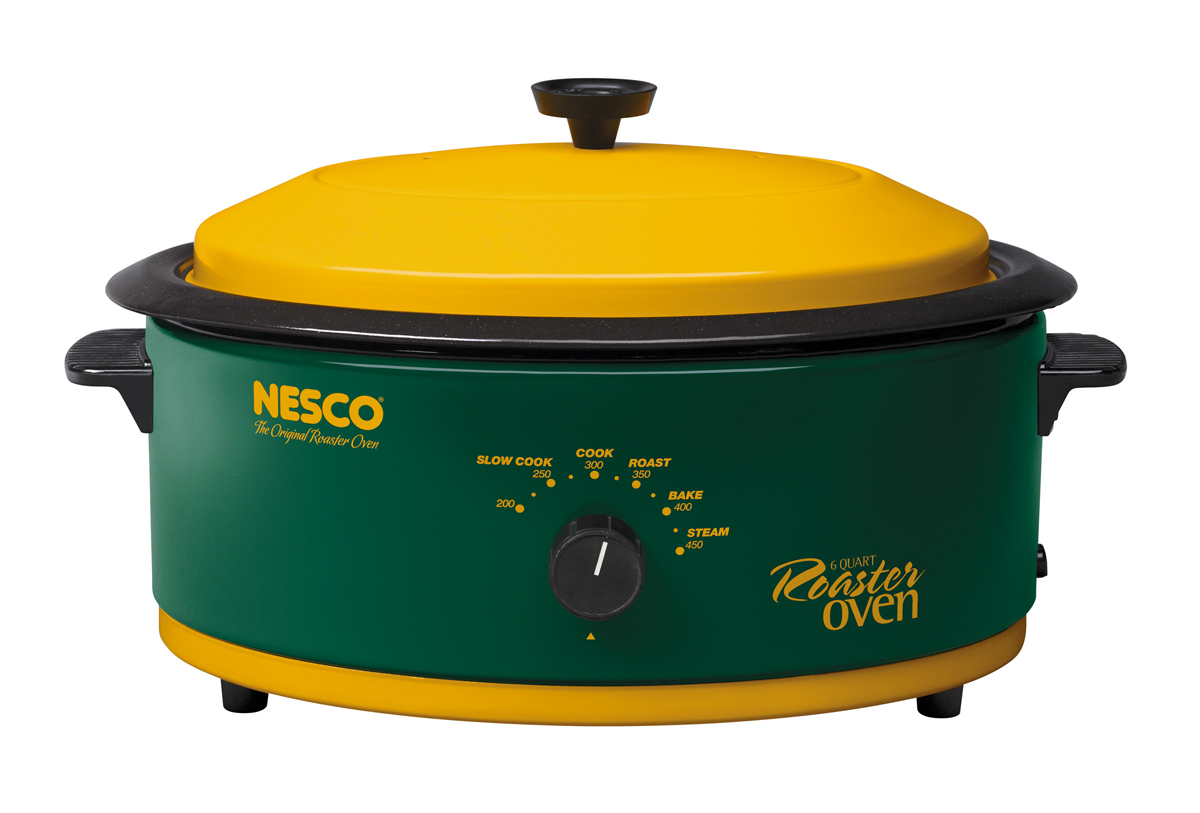 Metal Ware Corpation 4816-15 6 Qt Stadium Edition Roaster with Porcelain Cookwell Green/Gold