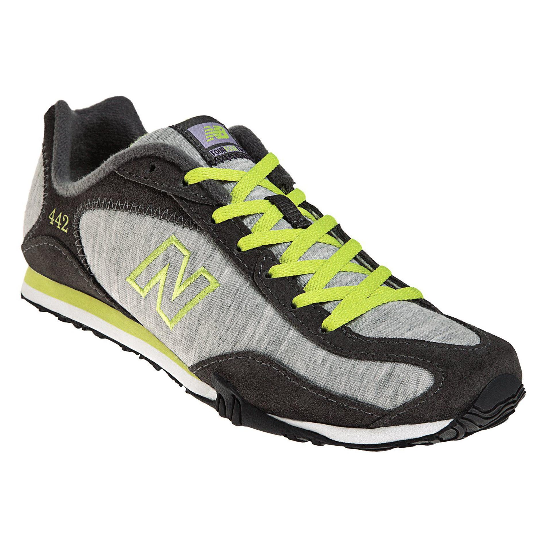 New Balance Women's 442 Casual Athletic Shoe - Grey/Lime Green