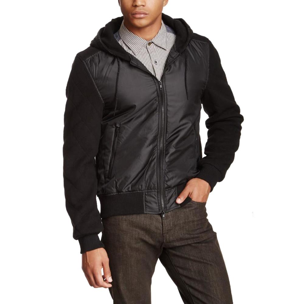 Repair Design Apparel Young Men's Hooded Bomber Jacket With Quilted Sleeves