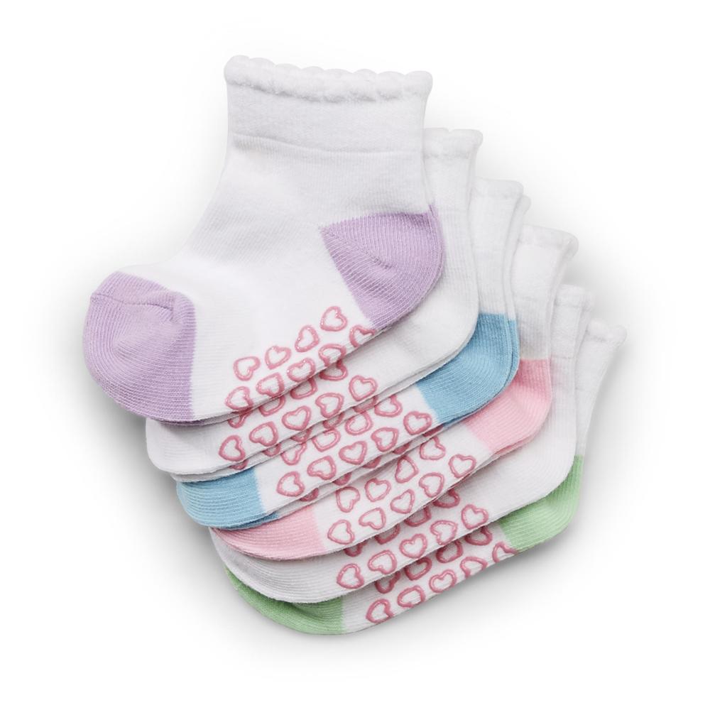 Joe Boxer Toddler Girl's 6-Pairs Low-Cut Socks - Non-Slip Hearts