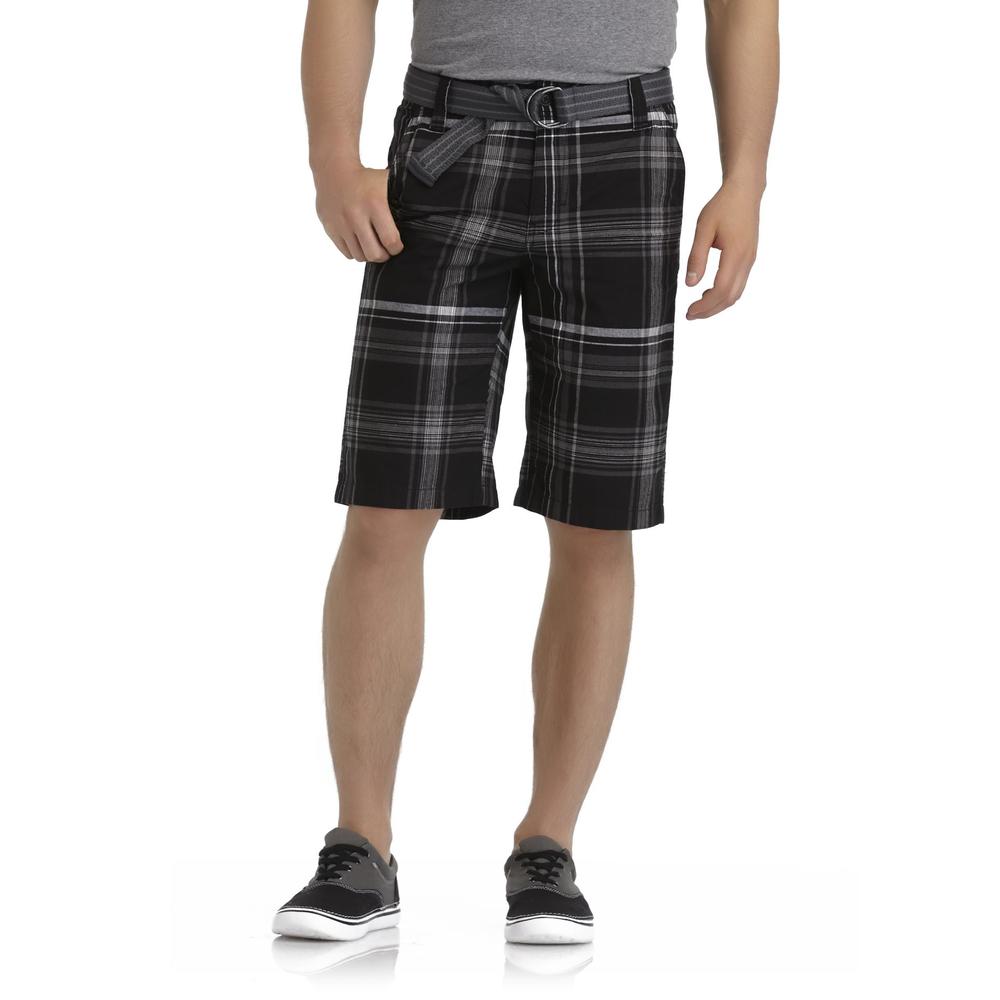 Roebuck & Co. Young Men's Belted Walking Shorts - Plaid