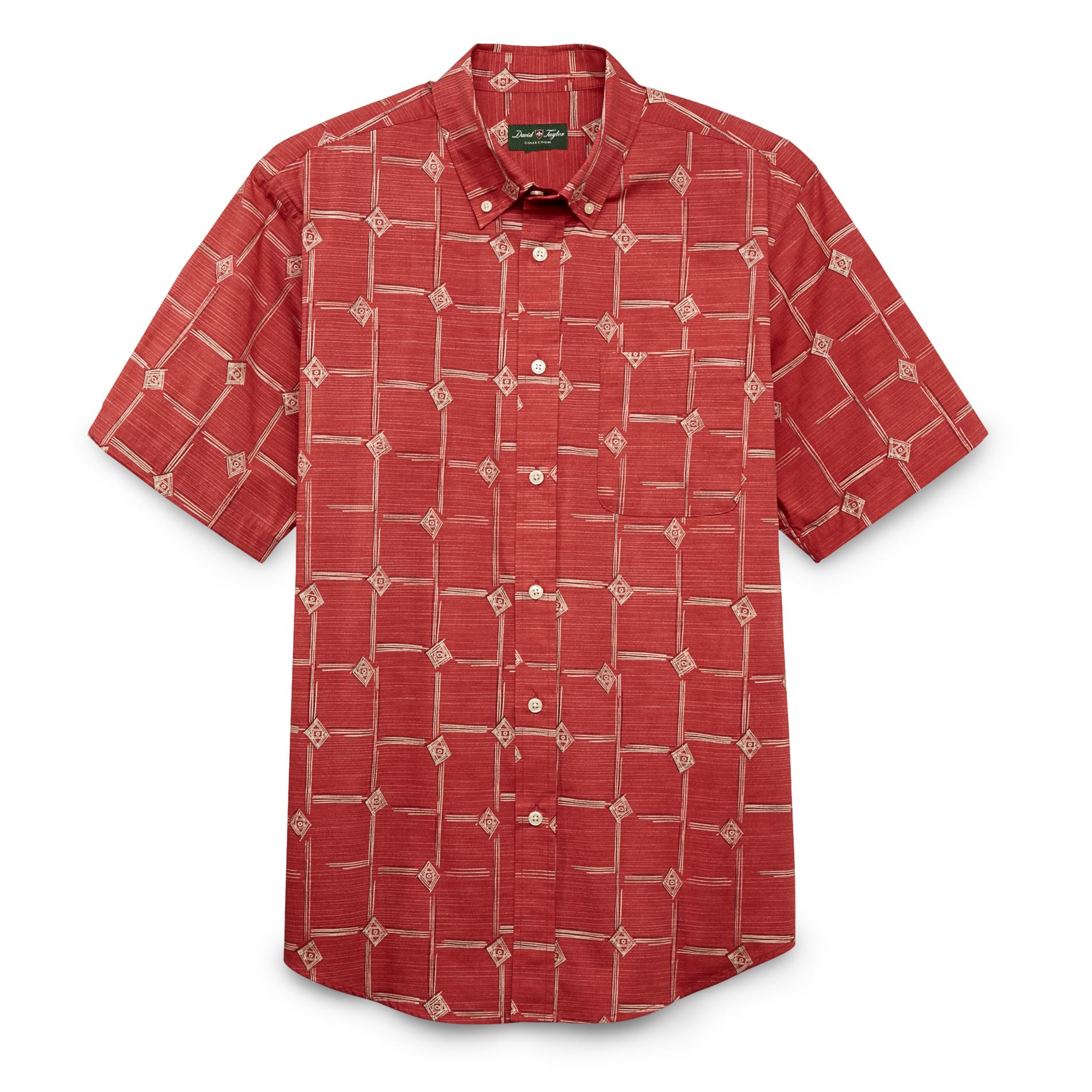 David Taylor Collection Men's Short-Sleeve Button-Front Shirt - Tribal Windowpane