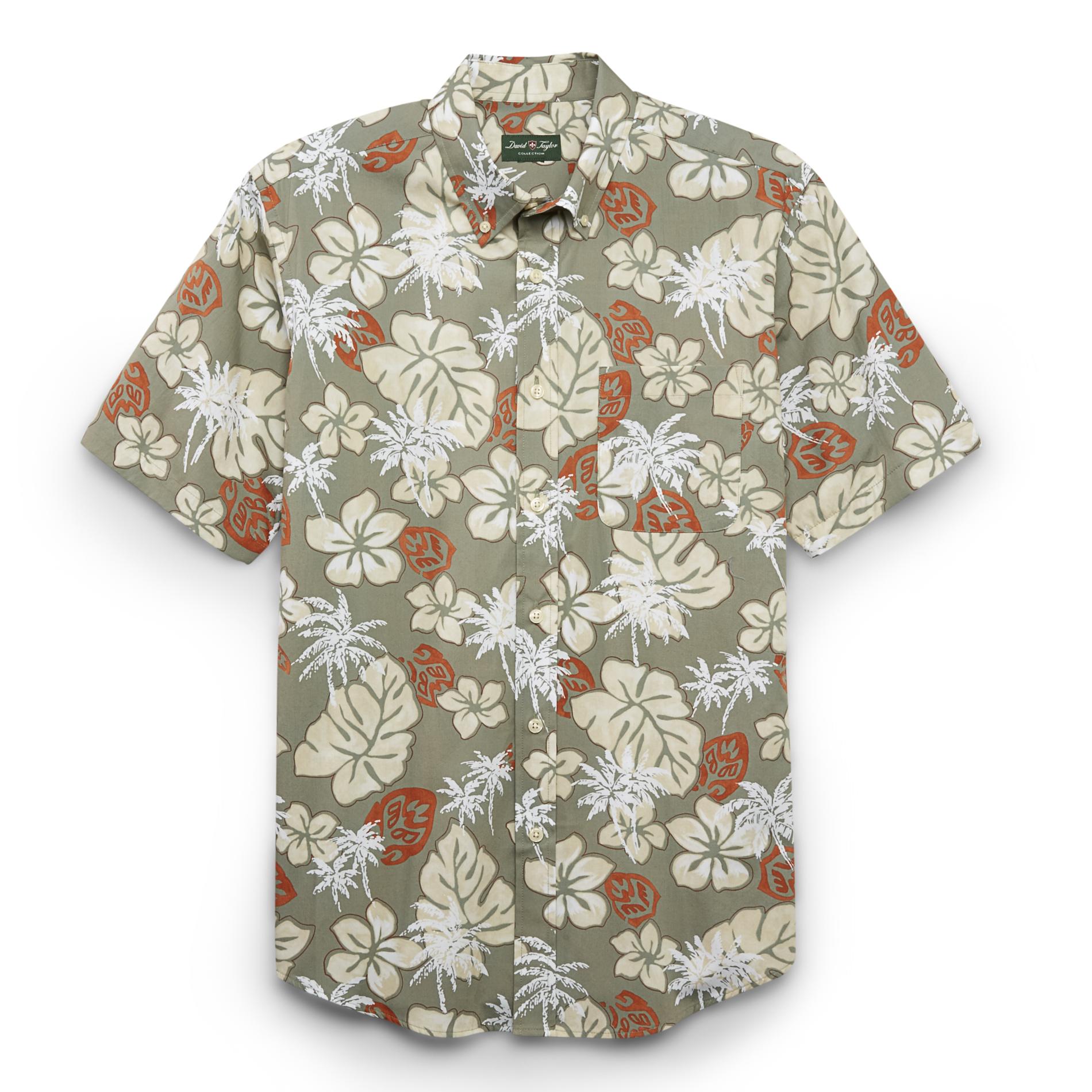 David Taylor Collection Men's Short-Sleeve Button-Front Shirt - Floral & Palm Trees
