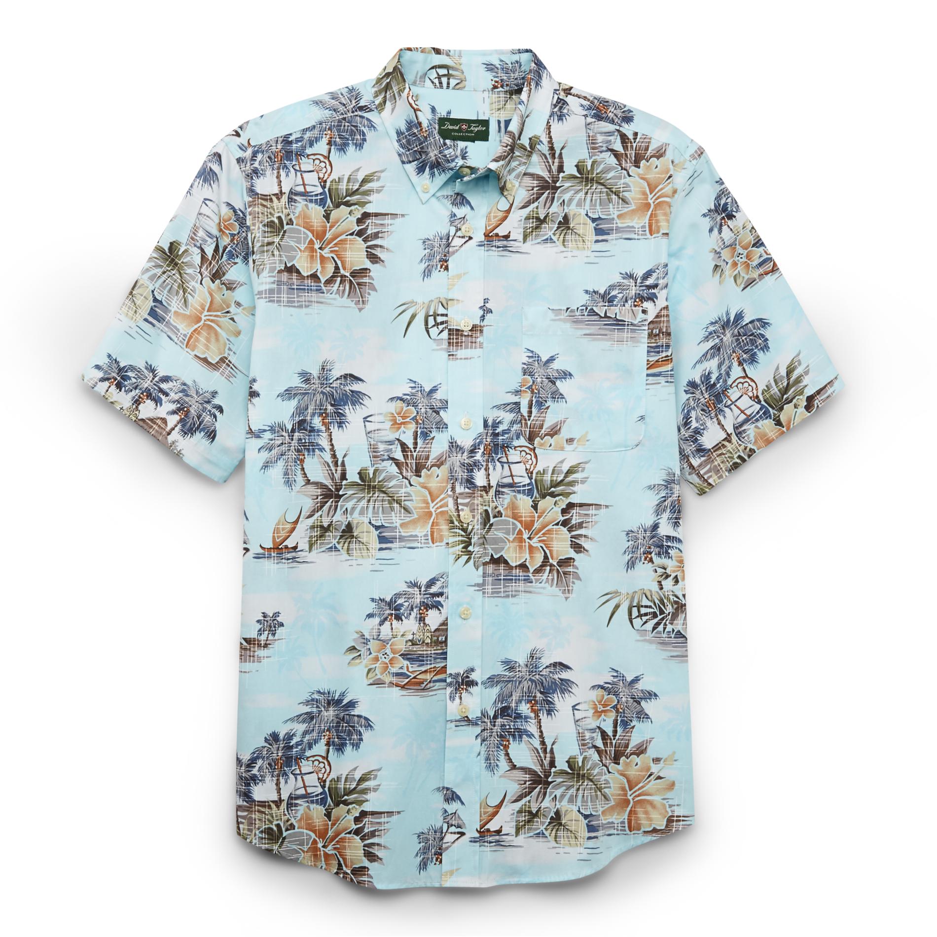 David Taylor Collection Men's Short-Sleeve Button-Front Shirt - Tropical Island