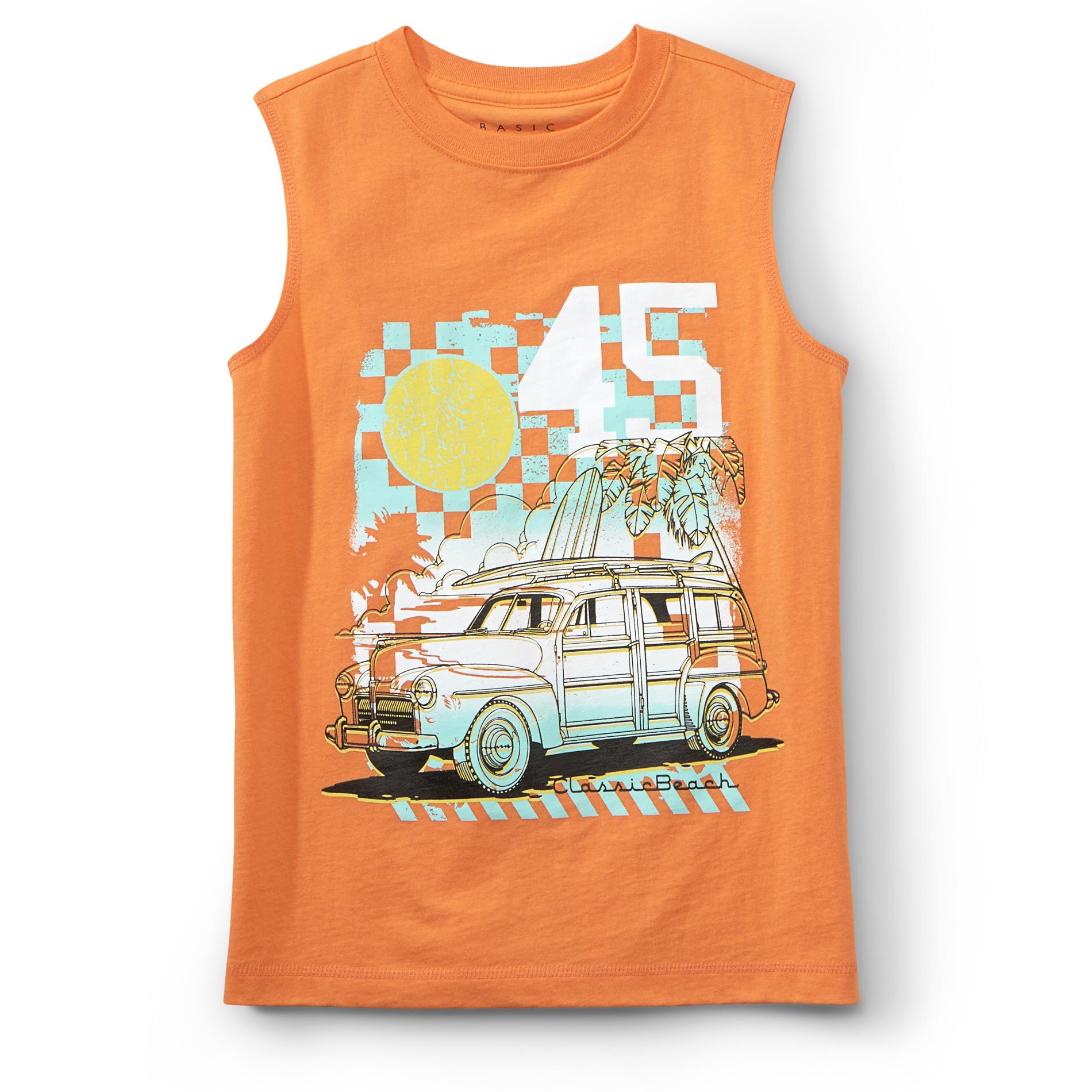 Basic Editions Boy's Sleeveless Graphic T-Shirt - Surf Wagon