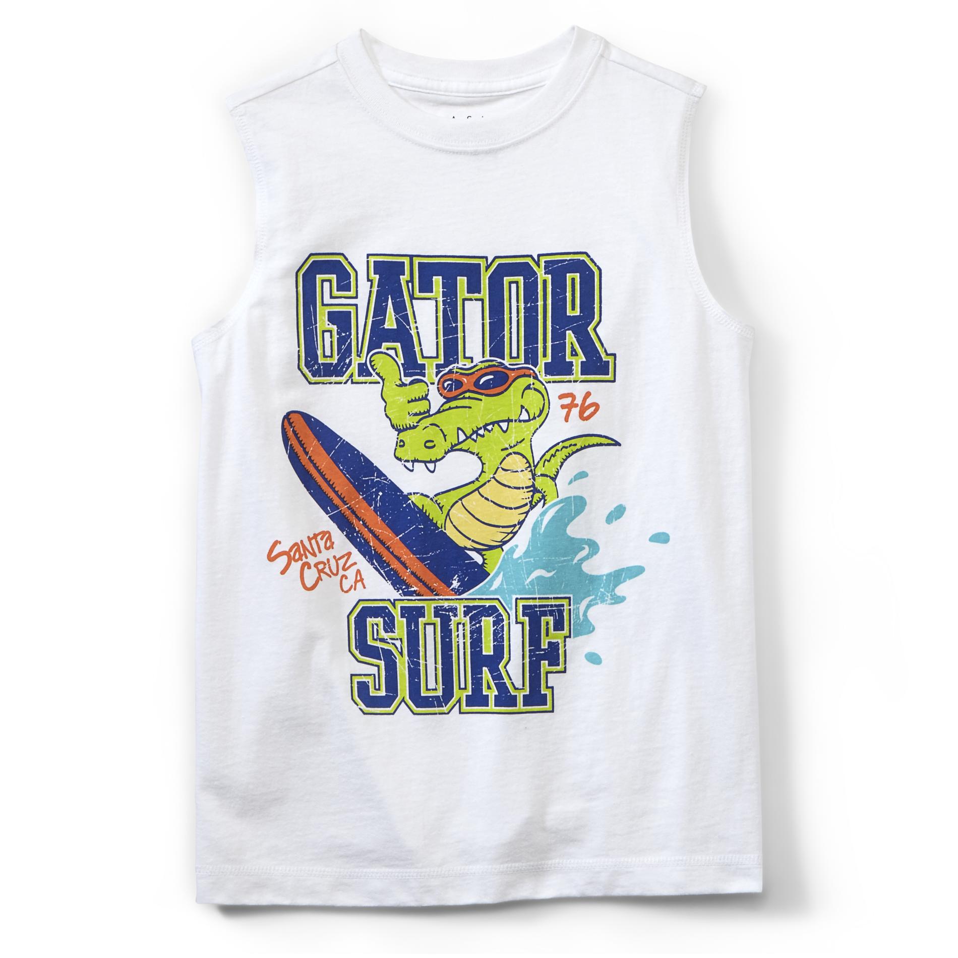 Basic Editions Boy's Sleeveless Graphic T-Shirt - Gator Surf