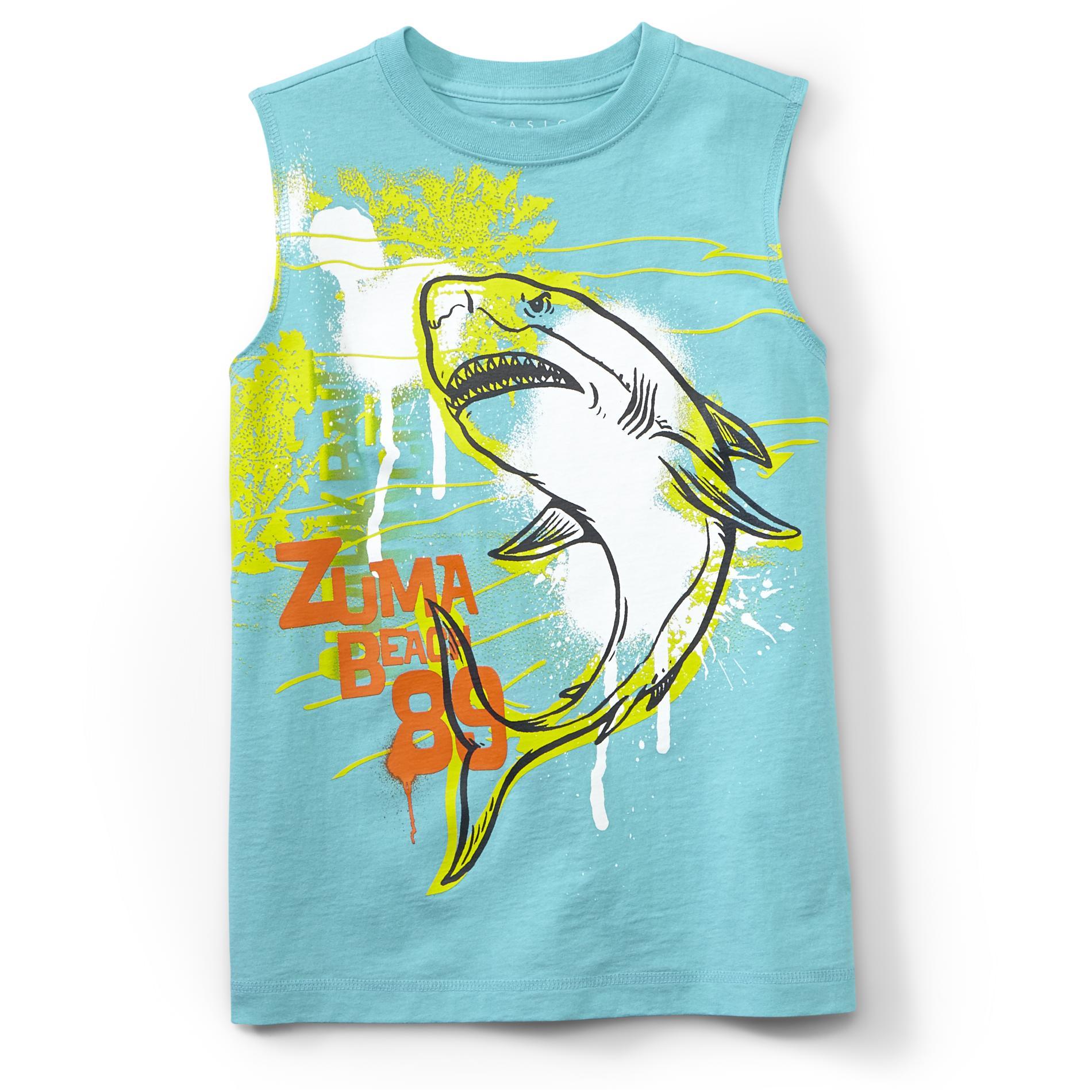 Basic Editions Boy's Sleeveless Graphic T-Shirt - Shark
