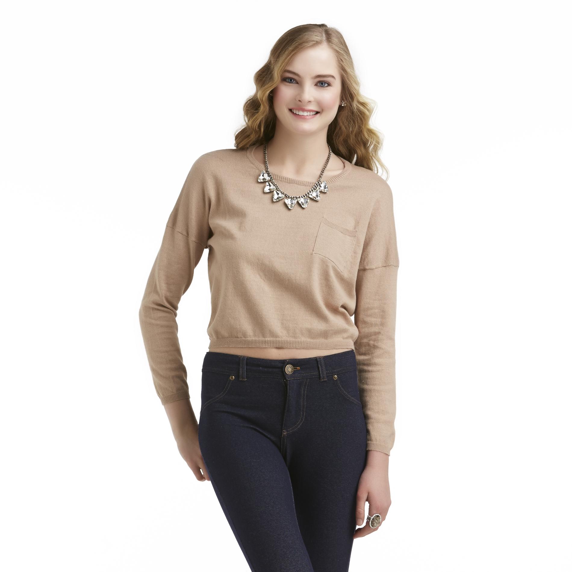 Drama Gold Junior's Cropped Knit Sweater
