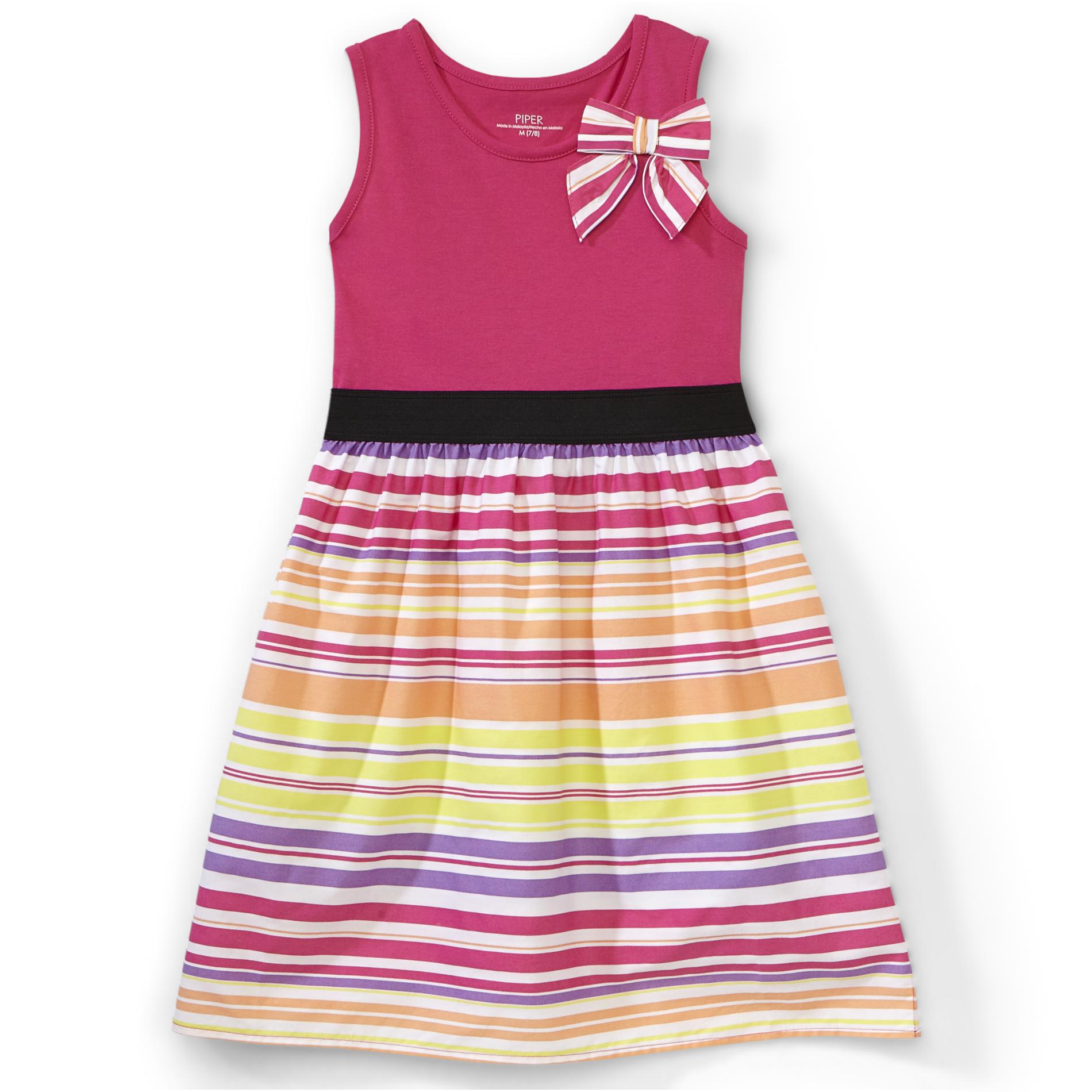 Piper Girl's Sleeveless Dress - Stripe