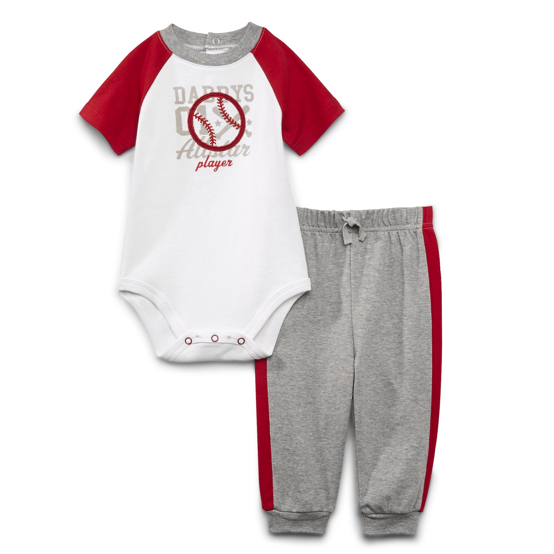 Small Wonders Newborn Boy's Raglan Bodysuit & Pants - Baseball