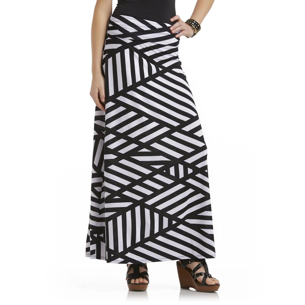 Bongo Junior's Fold-Over Maxi Skirt - Geometric Stripes