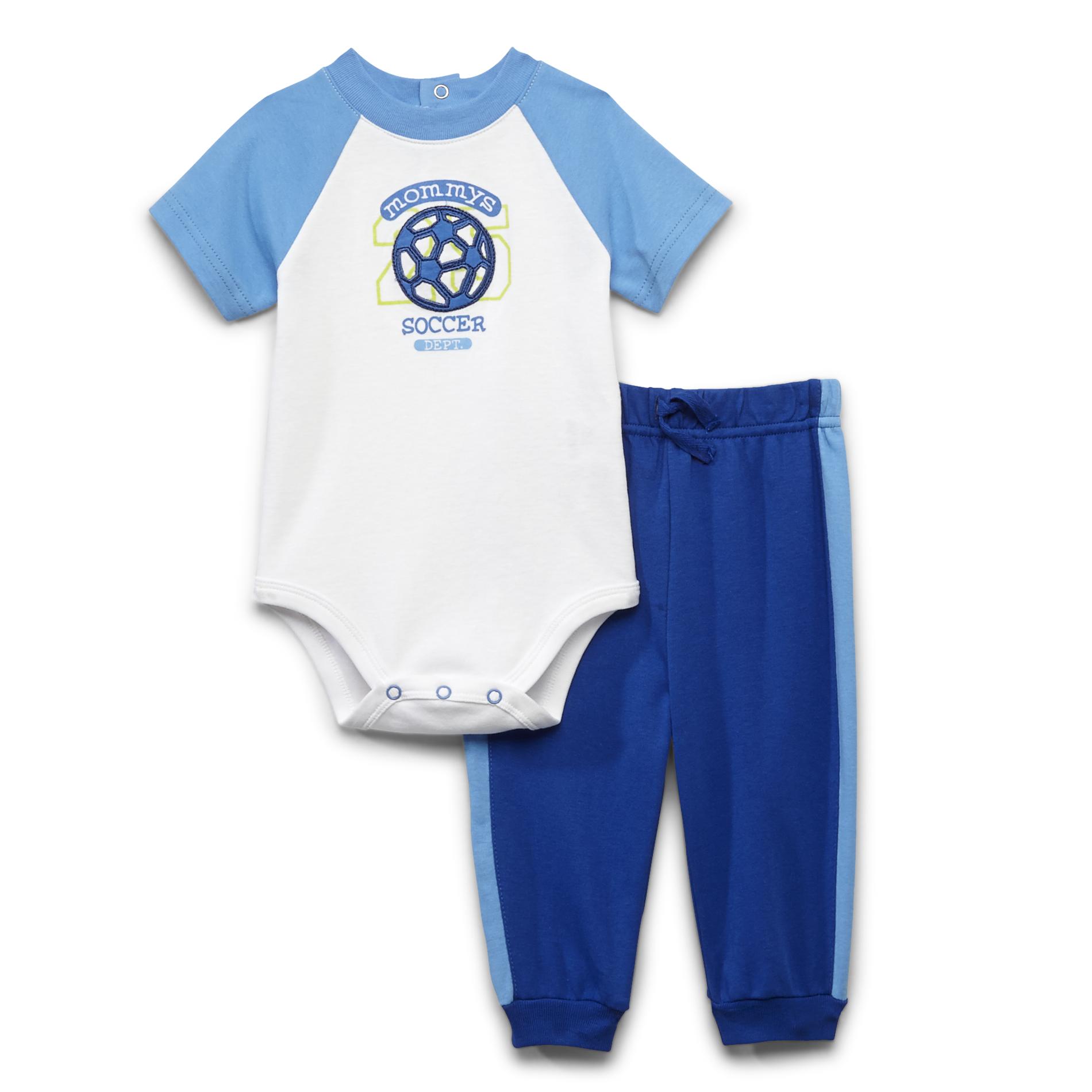 Small Wonders Newborn Boy's Raglan Bodysuit & Pants - Soccer
