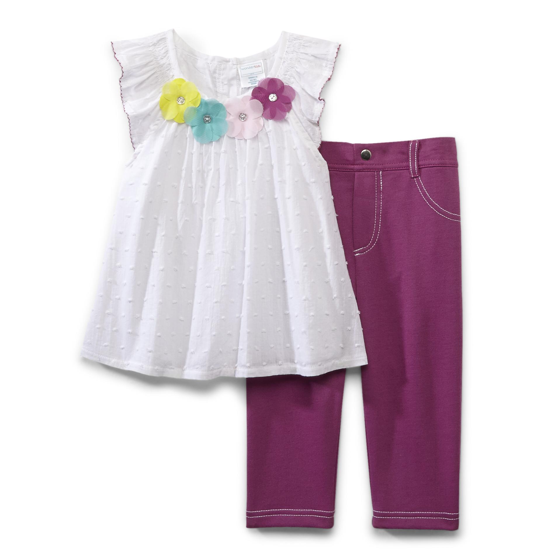 WonderKids Infant & Toddler Girl's Smocked Swiss Dot Top & Knit Pants