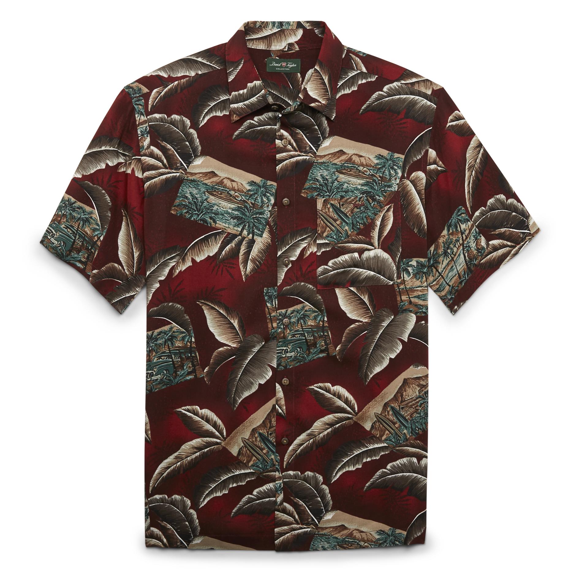 David Taylor Collection Men's Button-Front Shirt - Palm Trees
