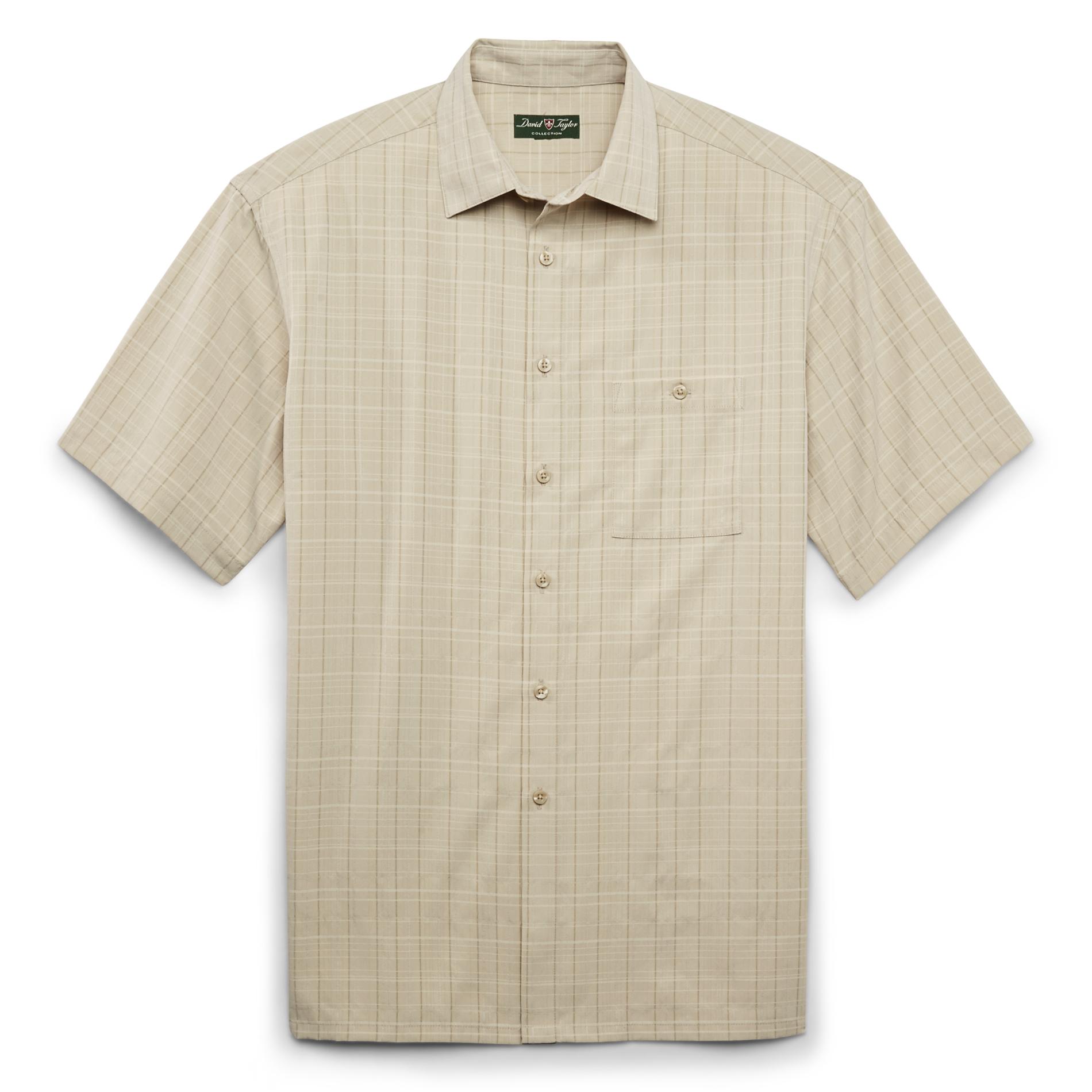 David Taylor Collection Men's Short-Sleeve Button-Front Shirt - Tonal Plaid