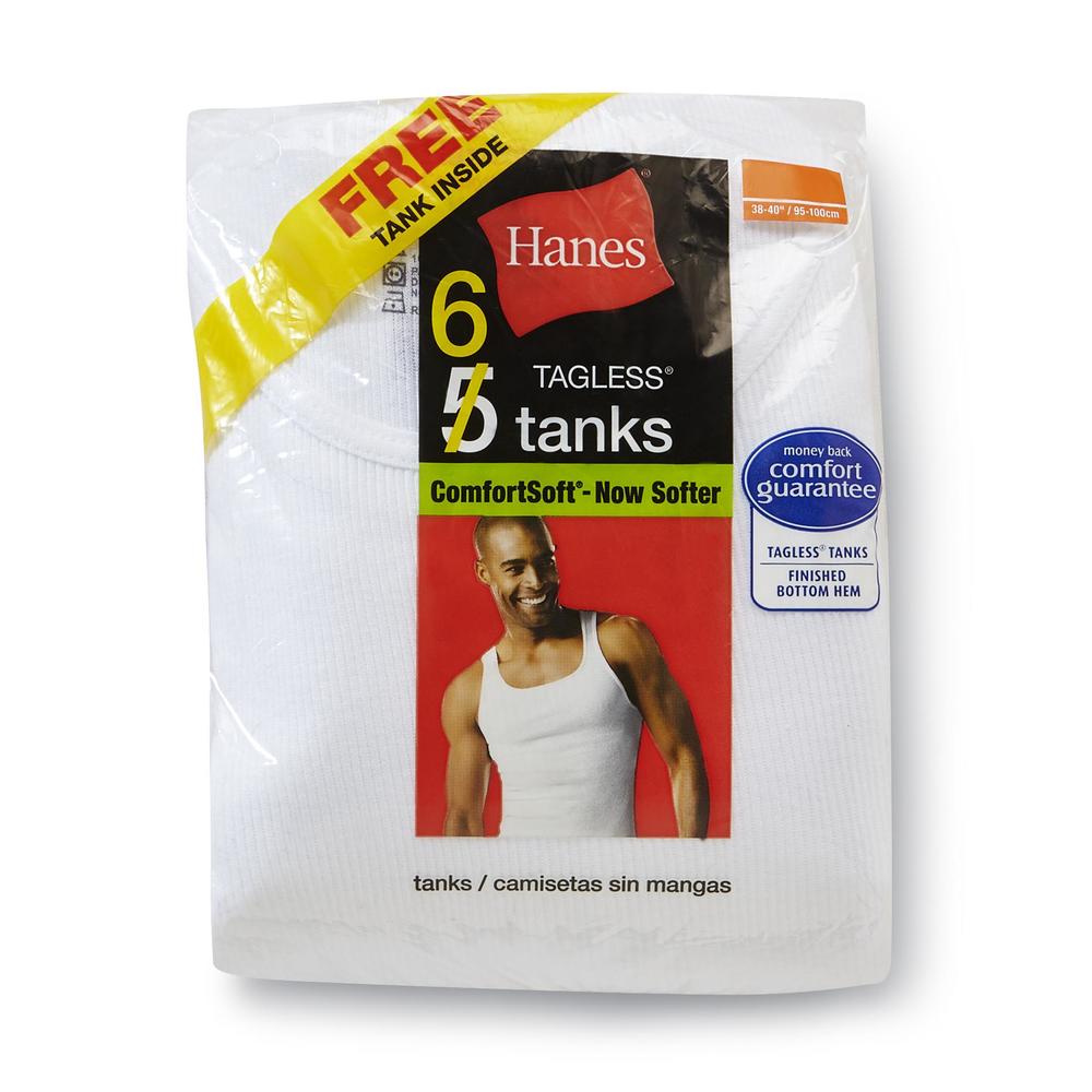 Hanes Men's Sleeveless Tops 6pk Tank Tagless White