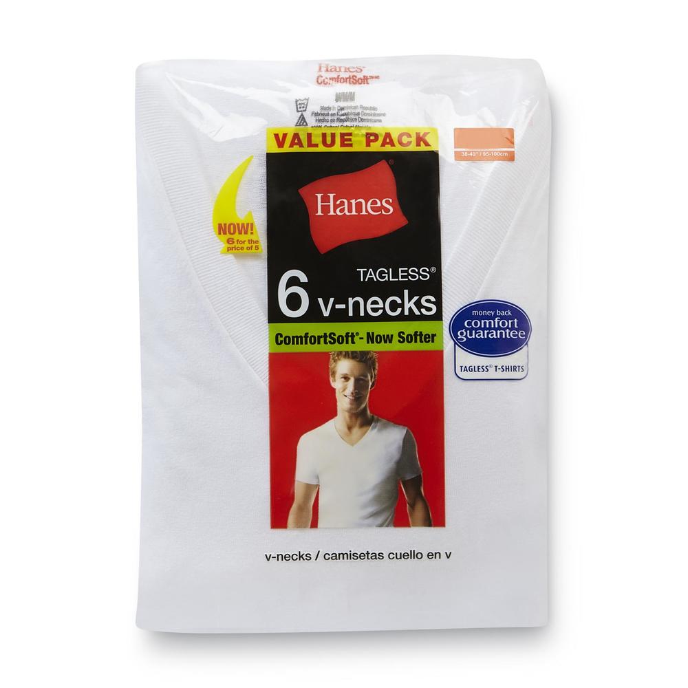 Hanes Men’s T-Shirts 6 Pk ComfortSoft V-Neck Tagless