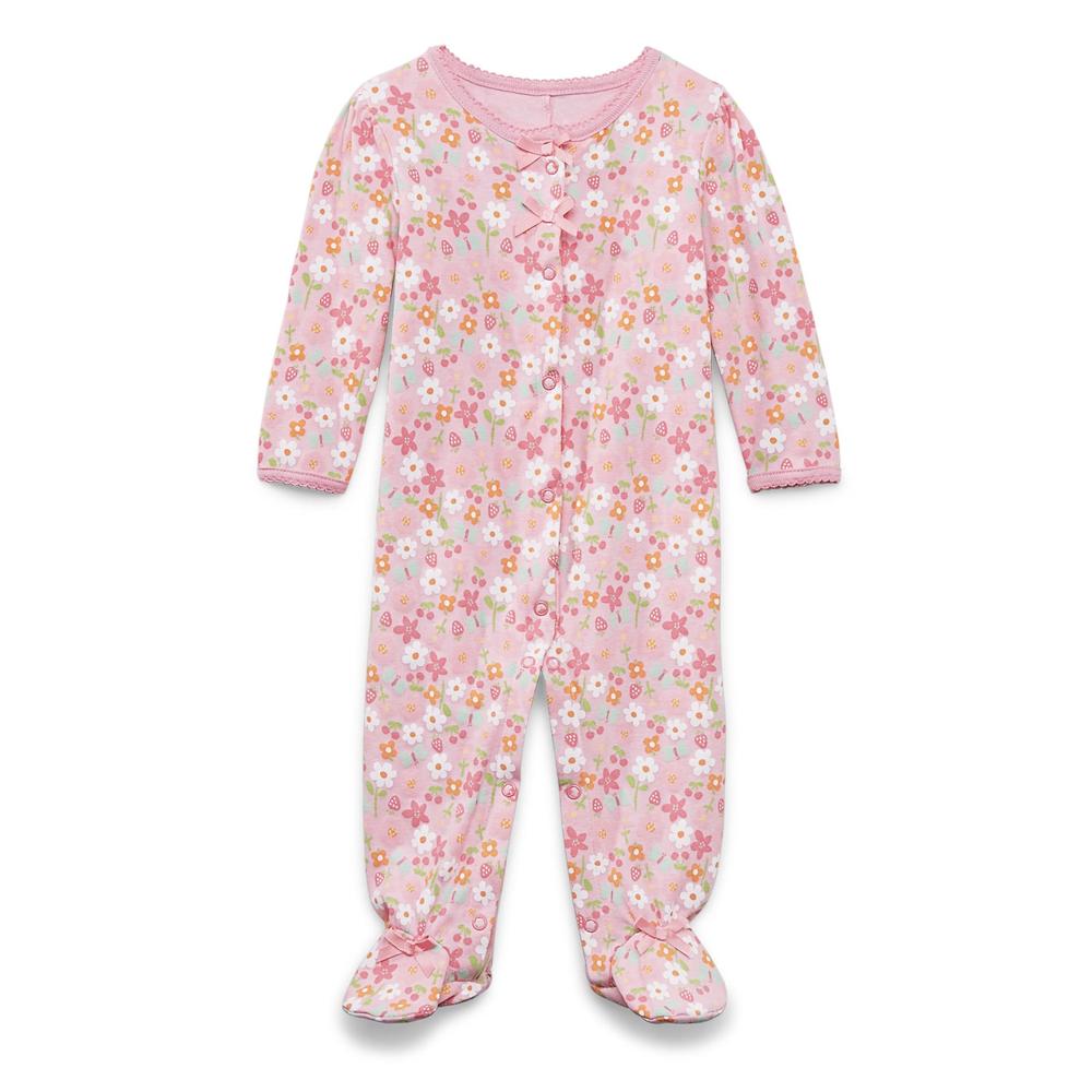 Little Wonders Newborn Girl's Footed Sleeper Pajamas - Floral Print
